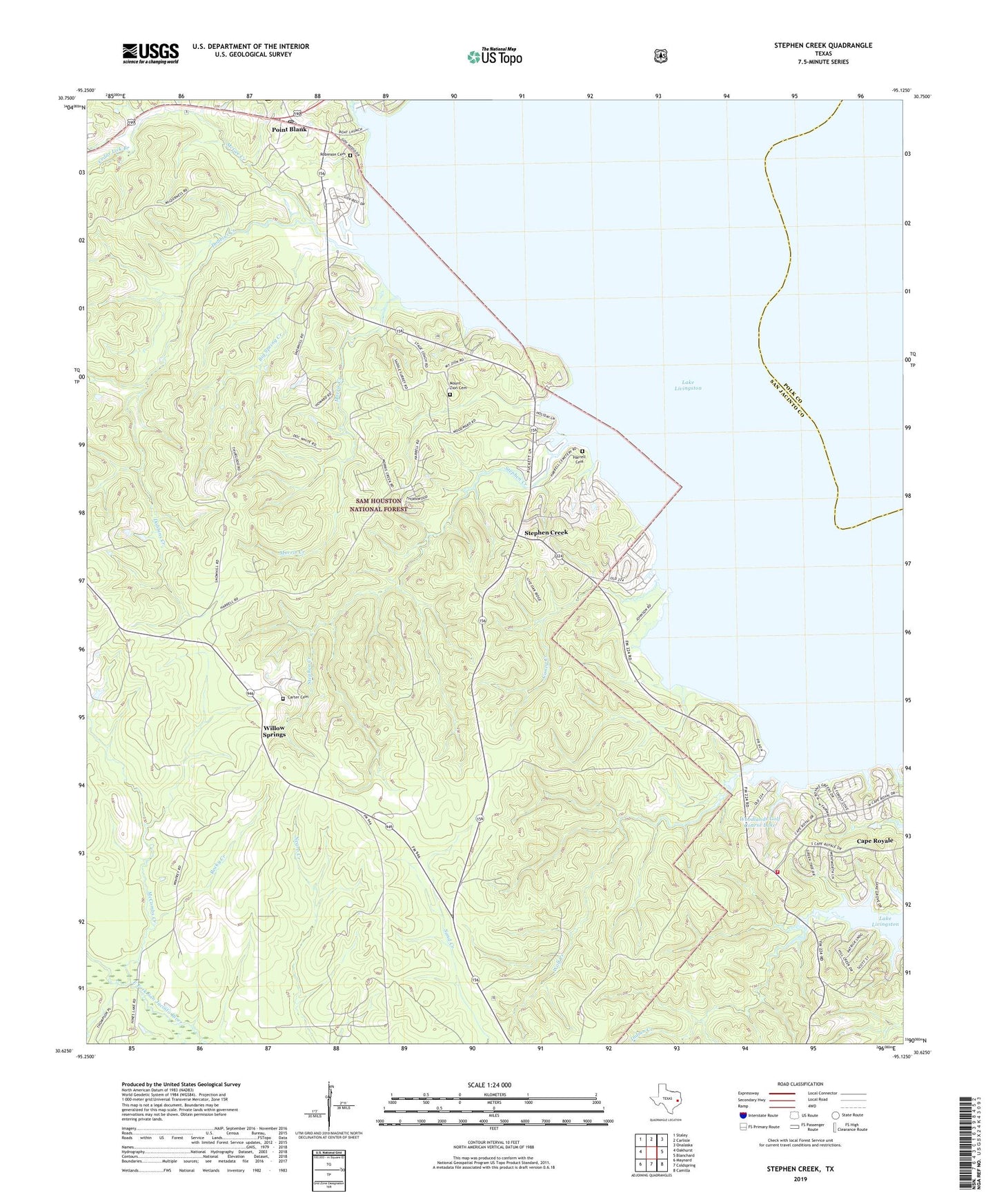 Stephen Creek Texas US Topo Map Image