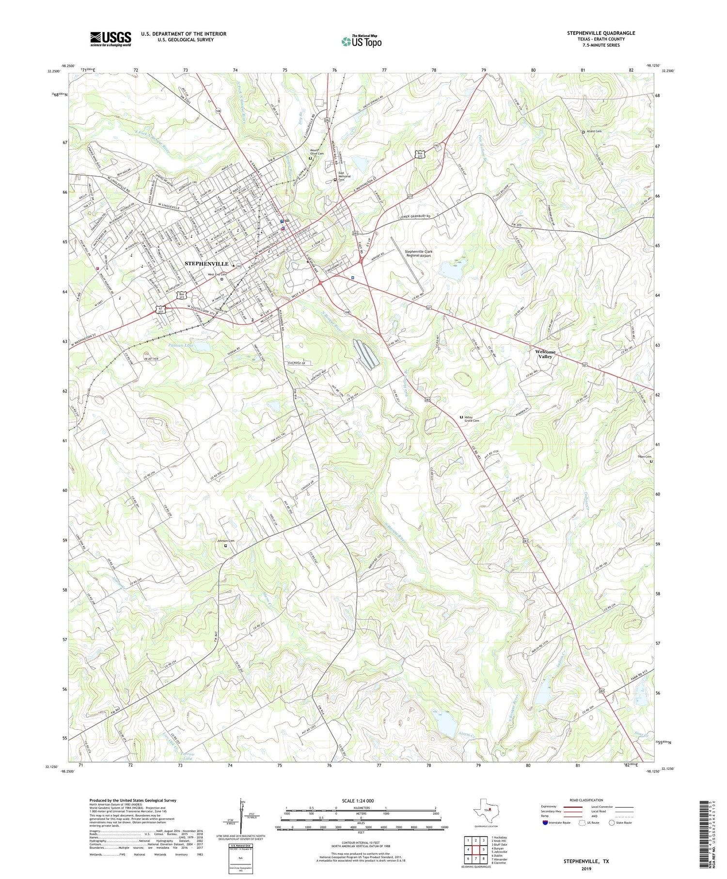 Stephenville Texas US Topo Map Image