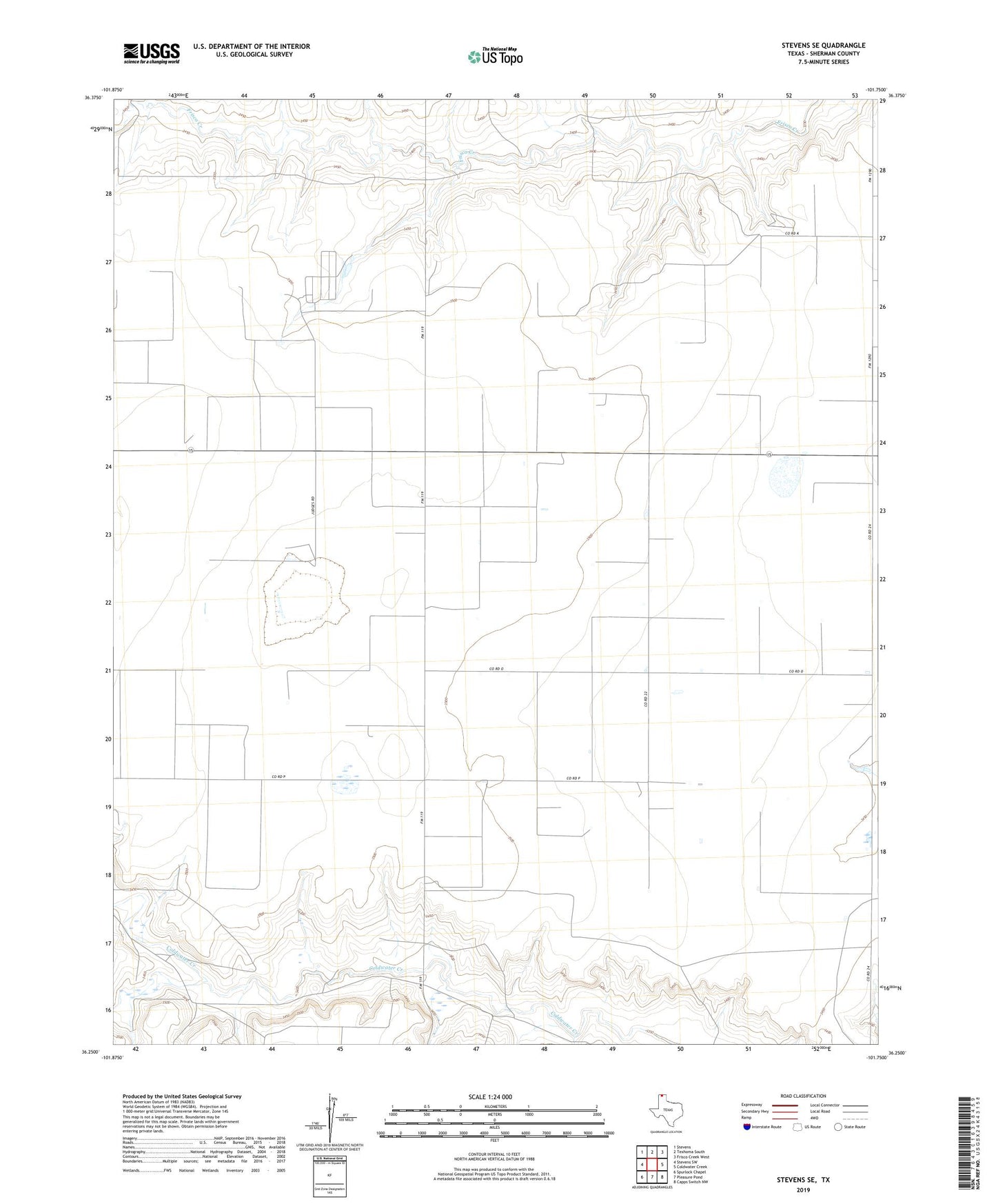 Stevens SE Texas US Topo Map Image