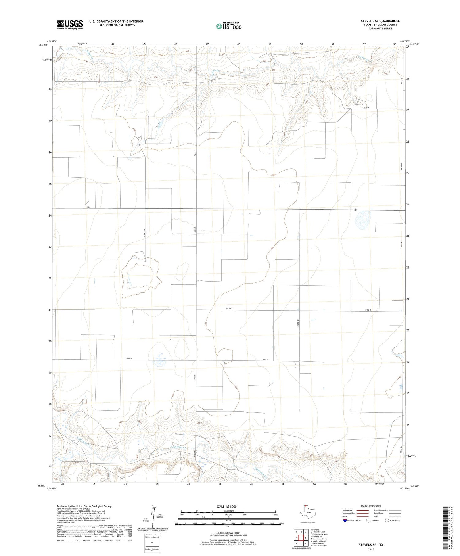 Stevens SE Texas US Topo Map Image