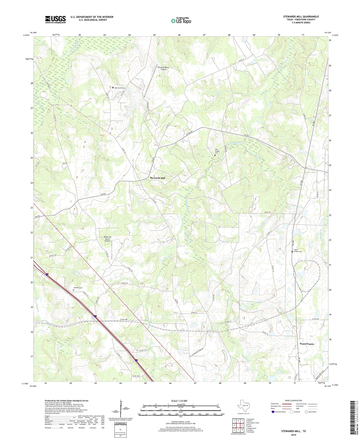 Stewards Mill Texas US Topo Map Image