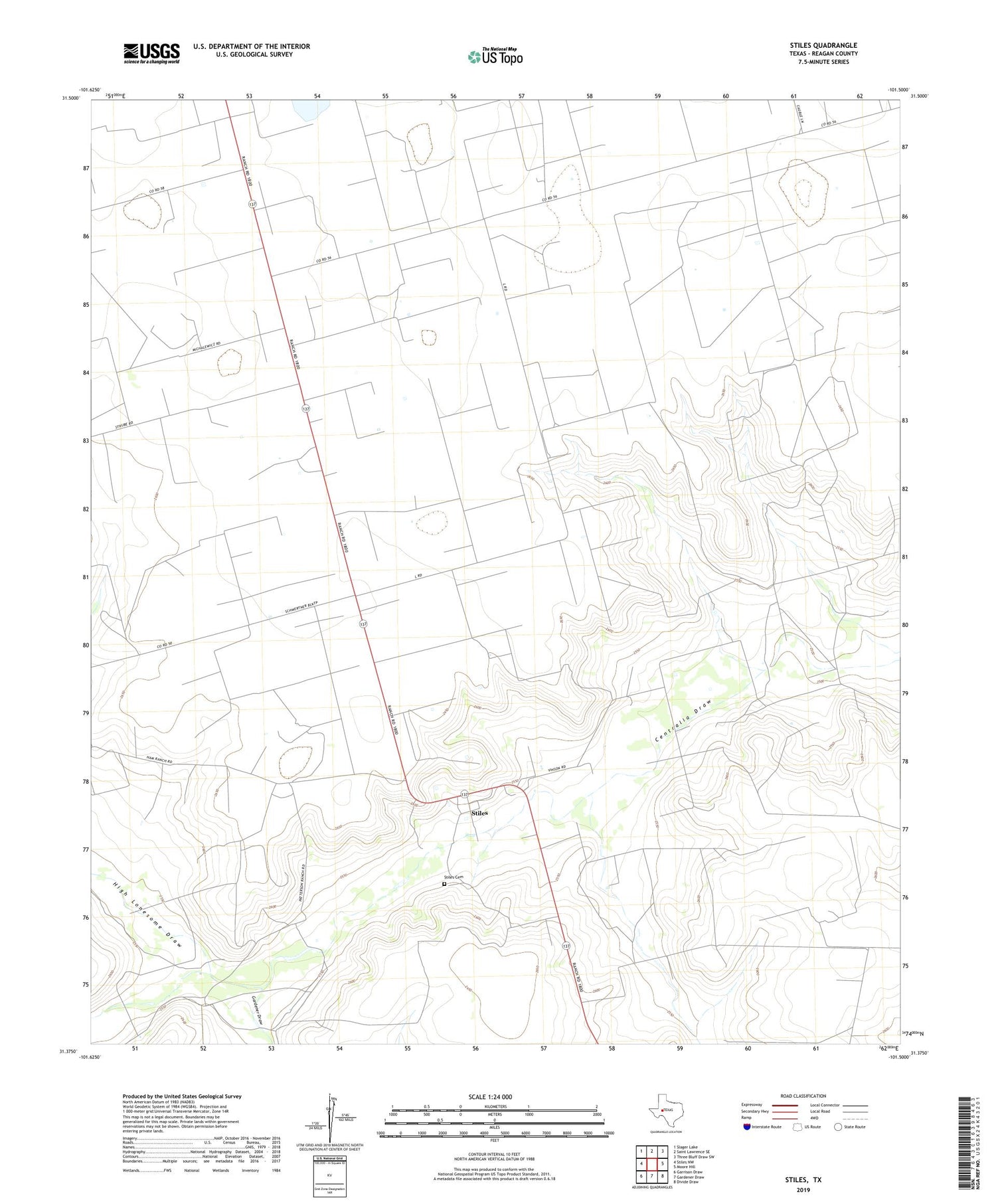 Stiles Texas US Topo Map Image