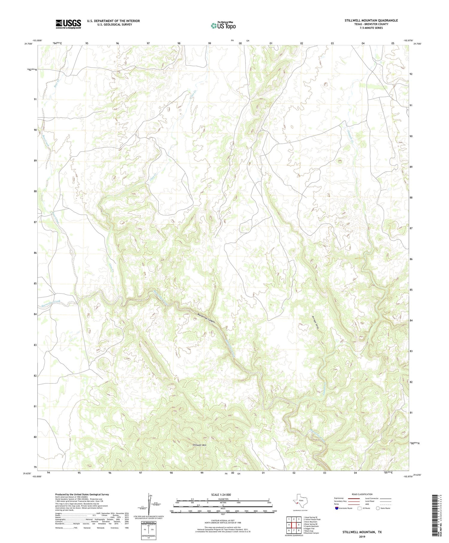Stillwell Mountain Texas US Topo Map Image