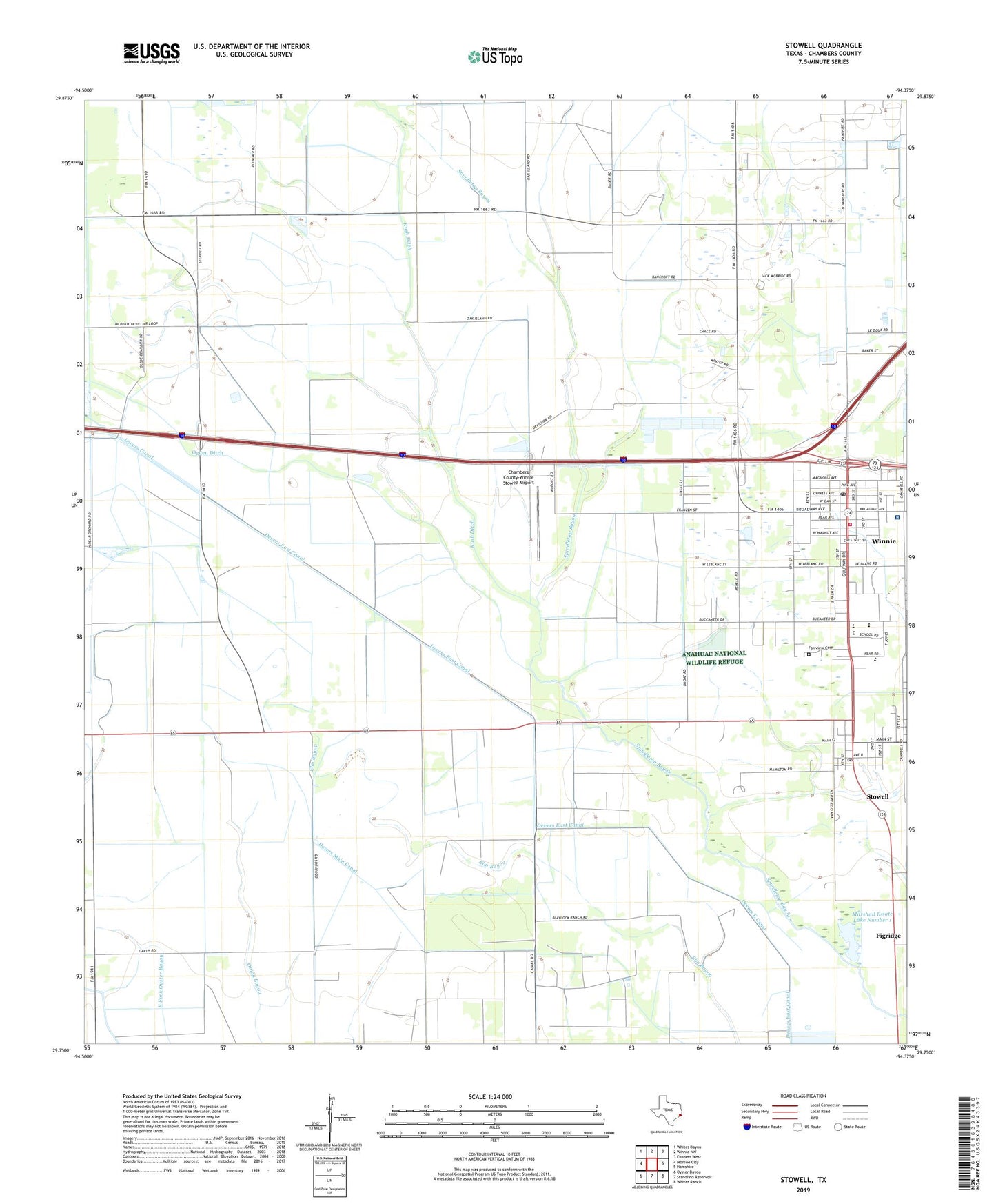 Stowell Texas US Topo Map Image