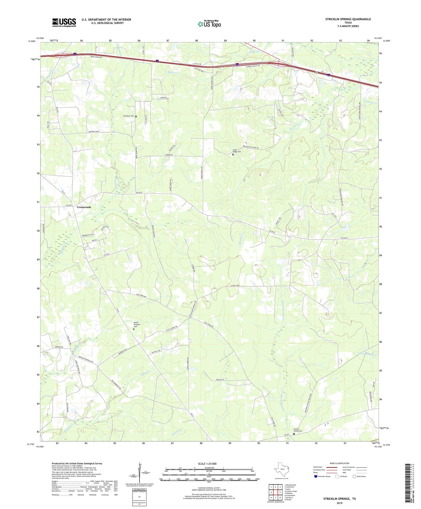 Stricklin Springs Texas US Topo Map Image
