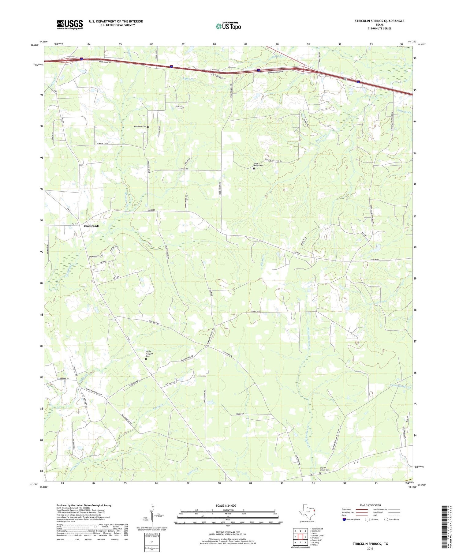 Stricklin Springs Texas US Topo Map Image
