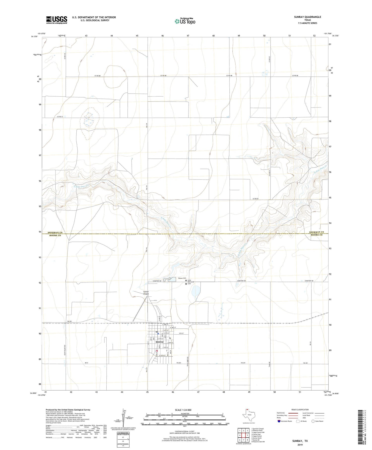 Sunray Texas US Topo Map Image