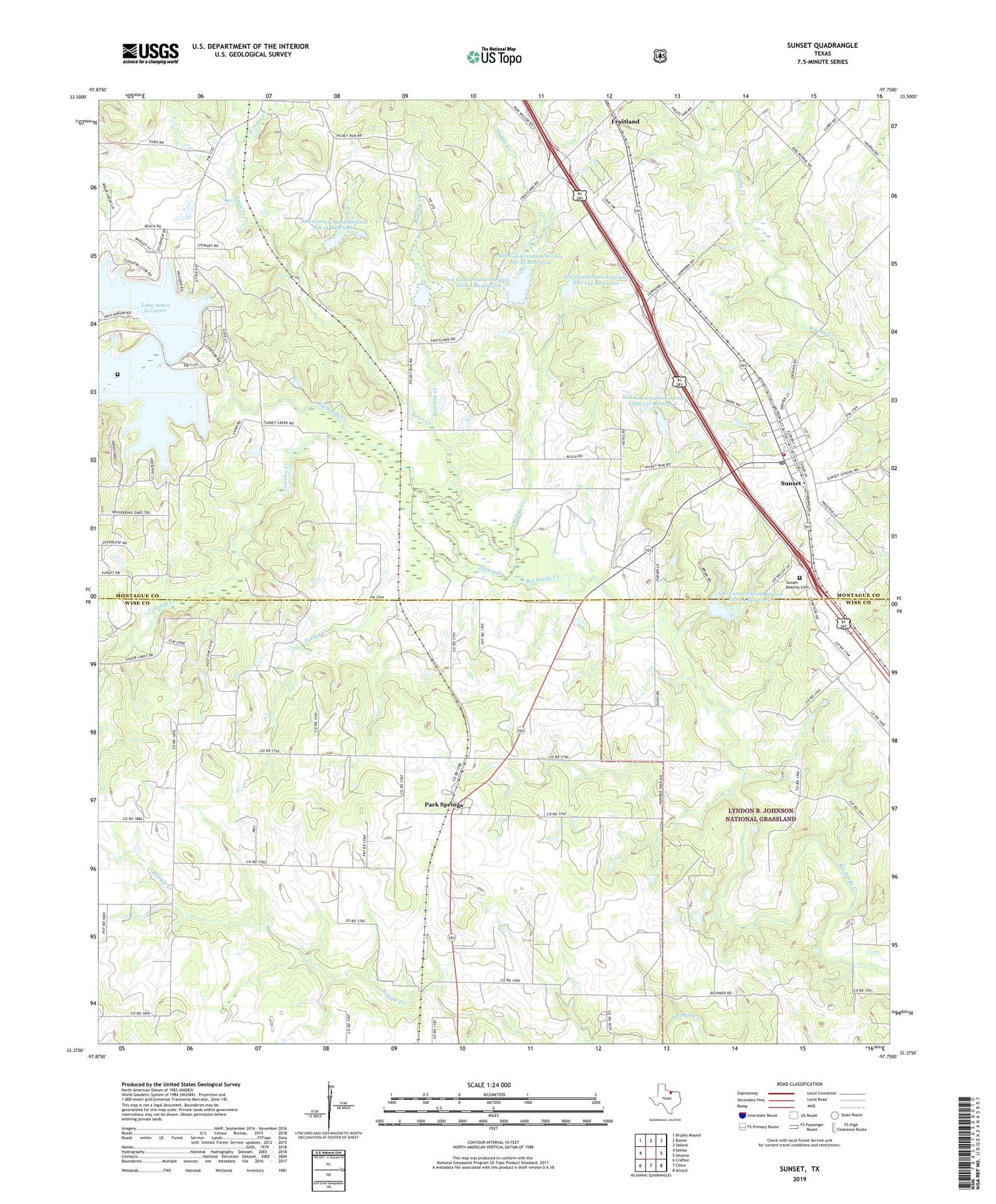 Sunset Texas US Topo Map Image