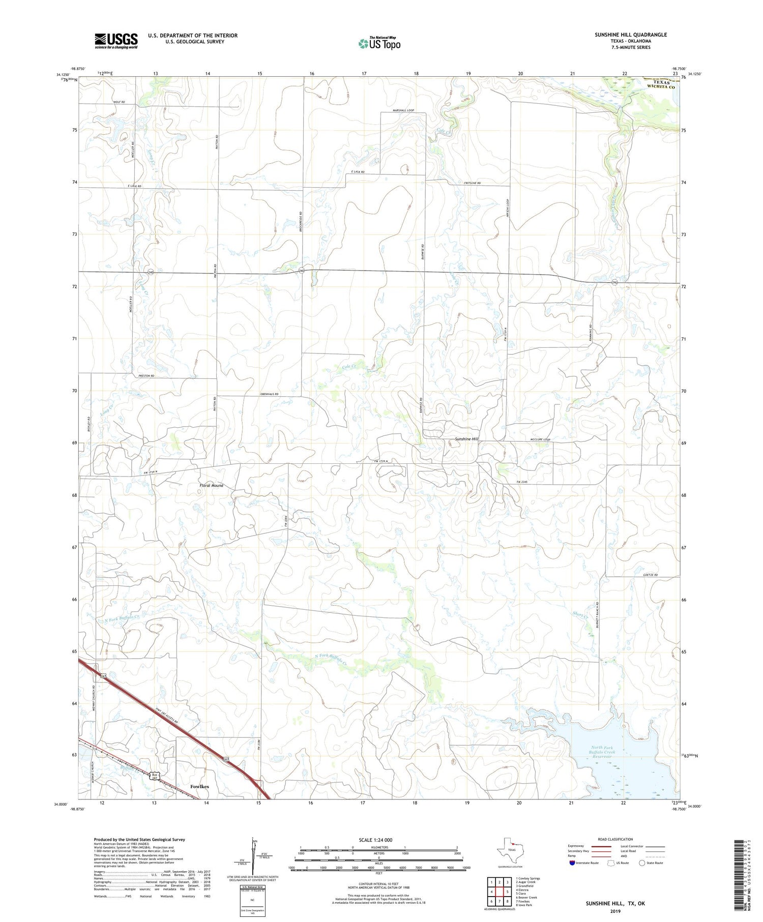 Sunshine Hill Texas US Topo Map Image