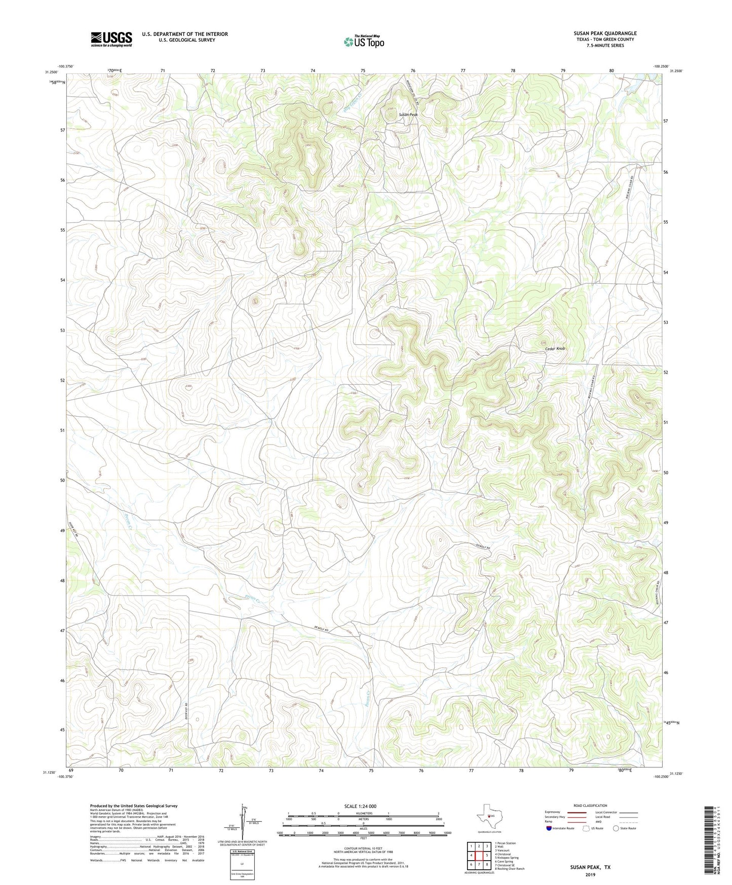 Susan Peak Texas US Topo Map Image