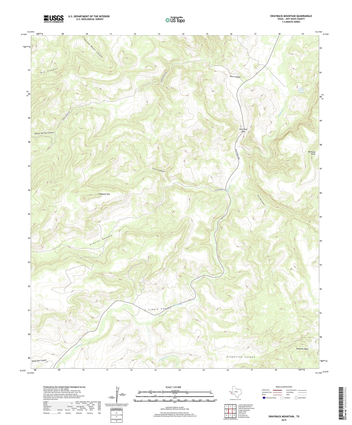 Swayback Mountain Texas US Topo Map Image