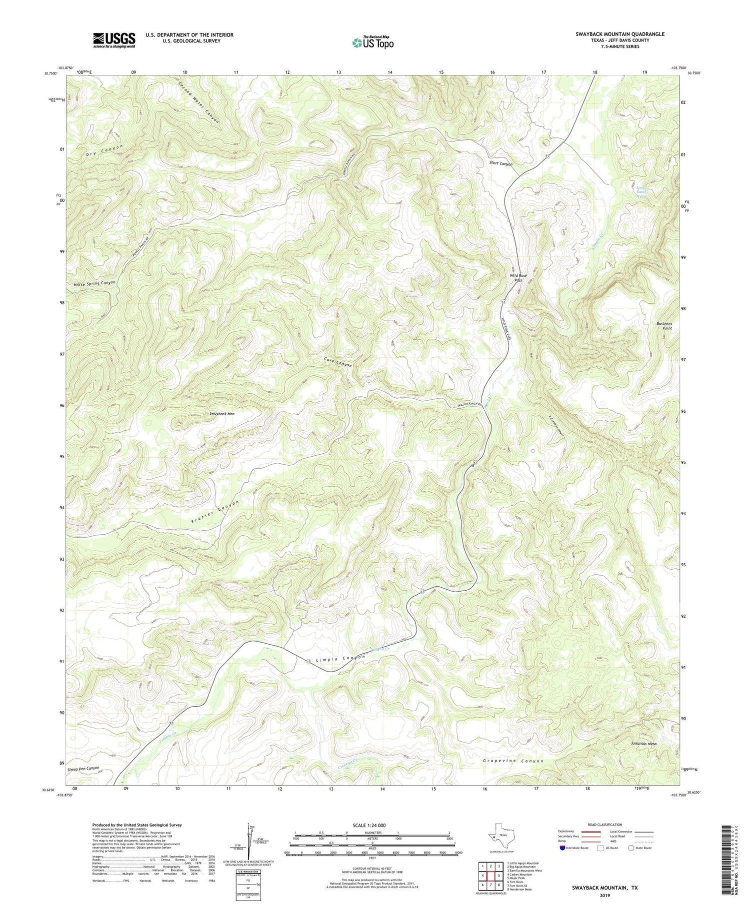 Swayback Mountain Texas US Topo Map Image