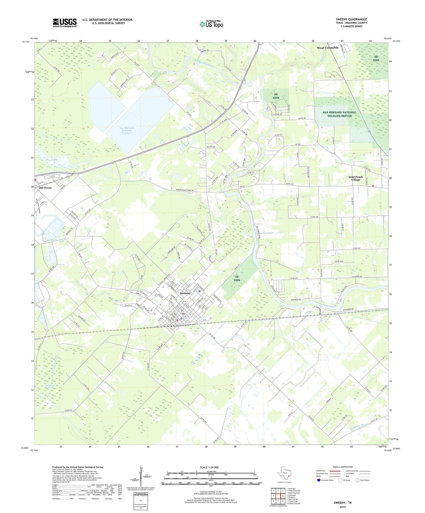 Sweeny Texas US Topo Map Image