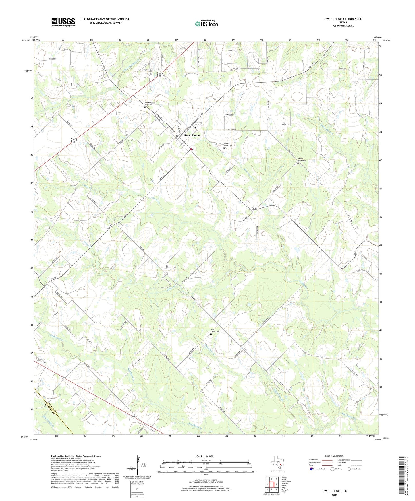 Sweet Home Texas US Topo Map Image