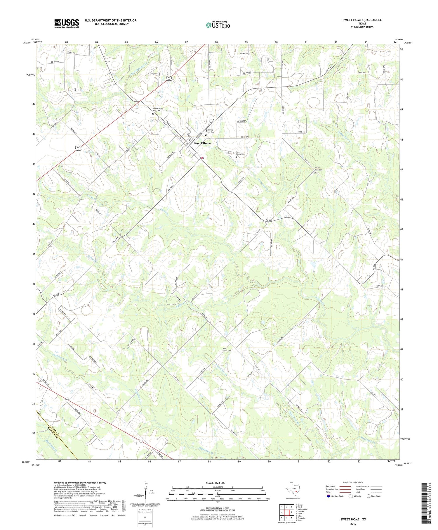 Sweet Home Texas US Topo Map Image