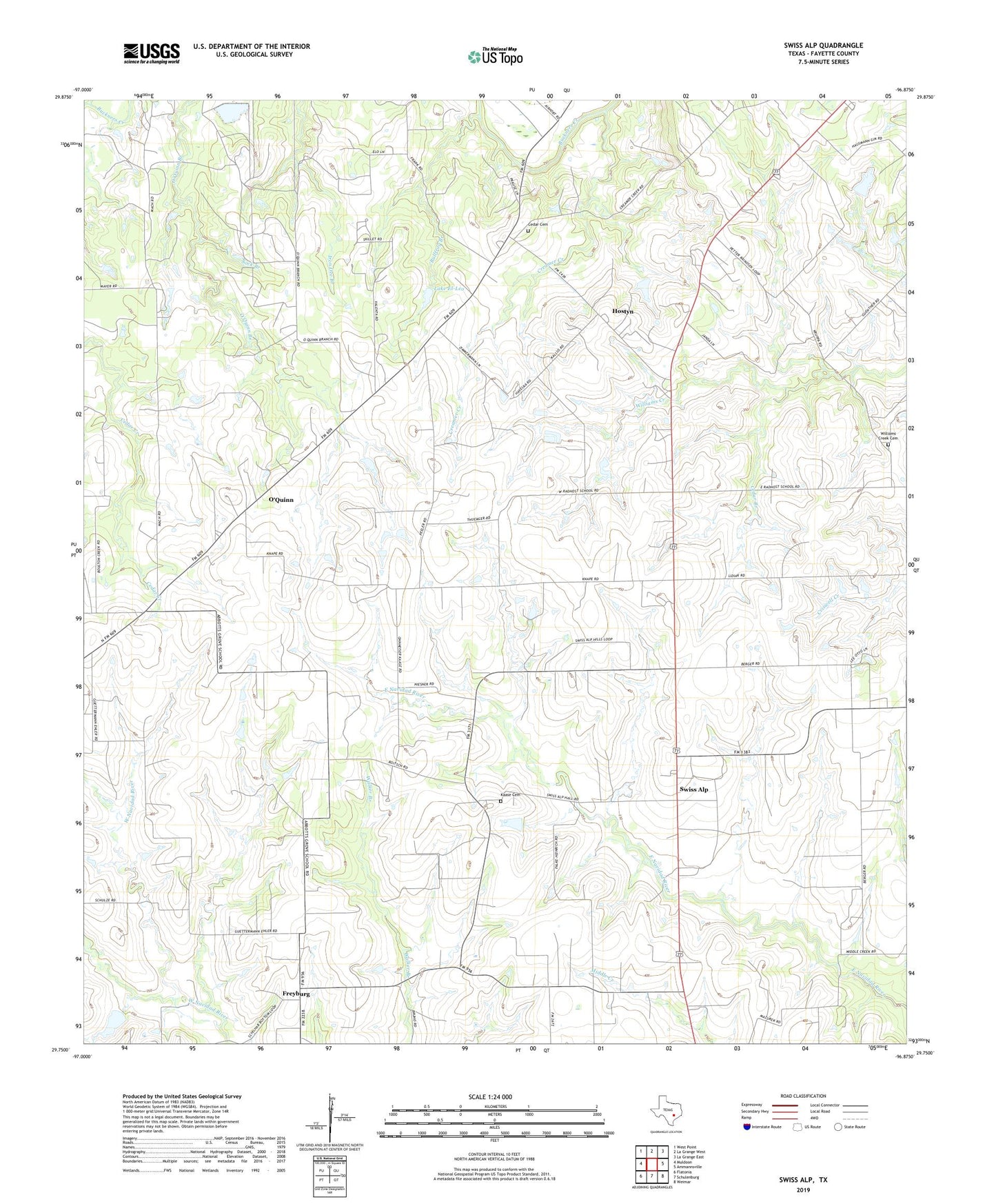 Swiss Alp Texas US Topo Map Image