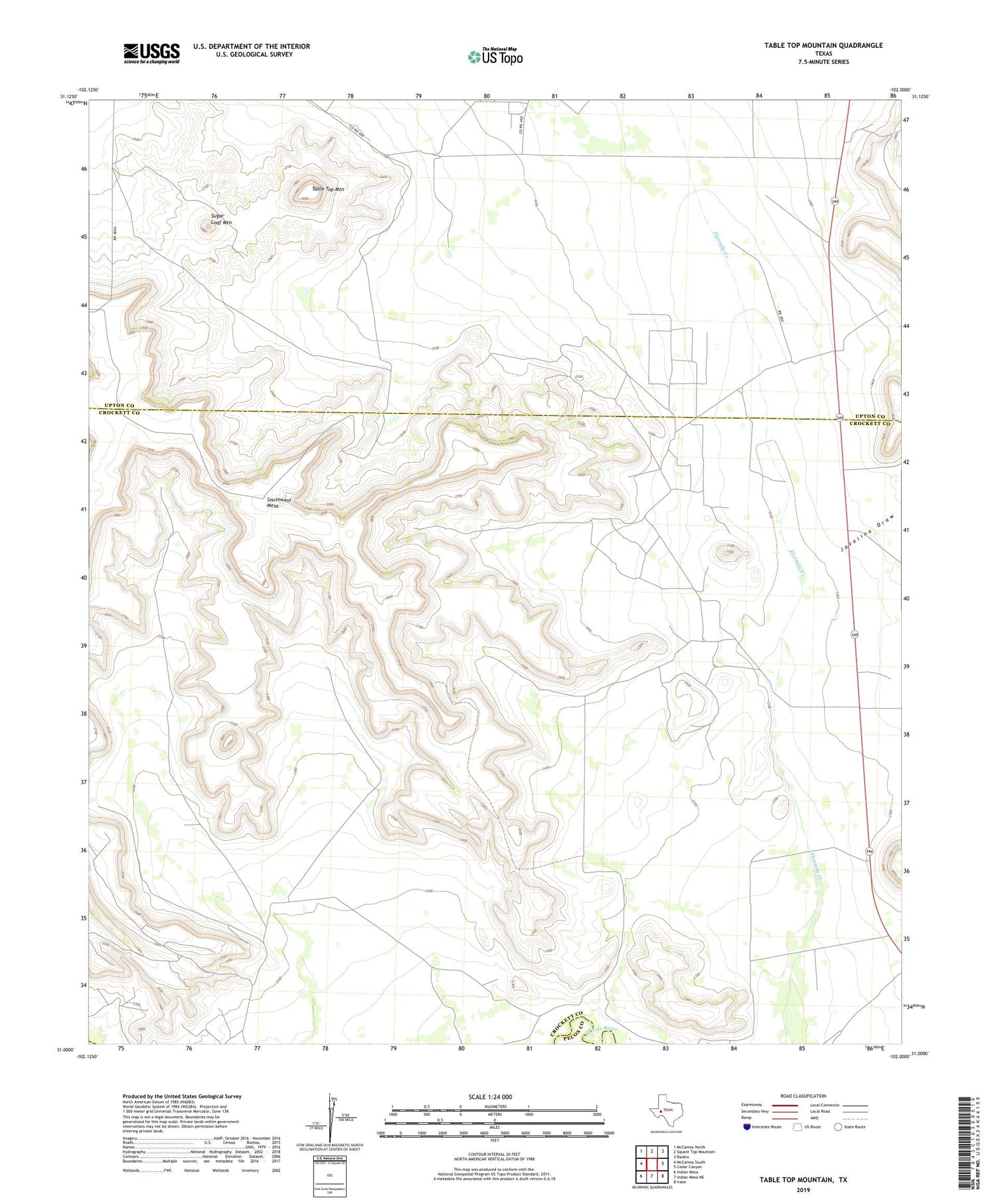 Table Top Mountain Texas US Topo Map Image