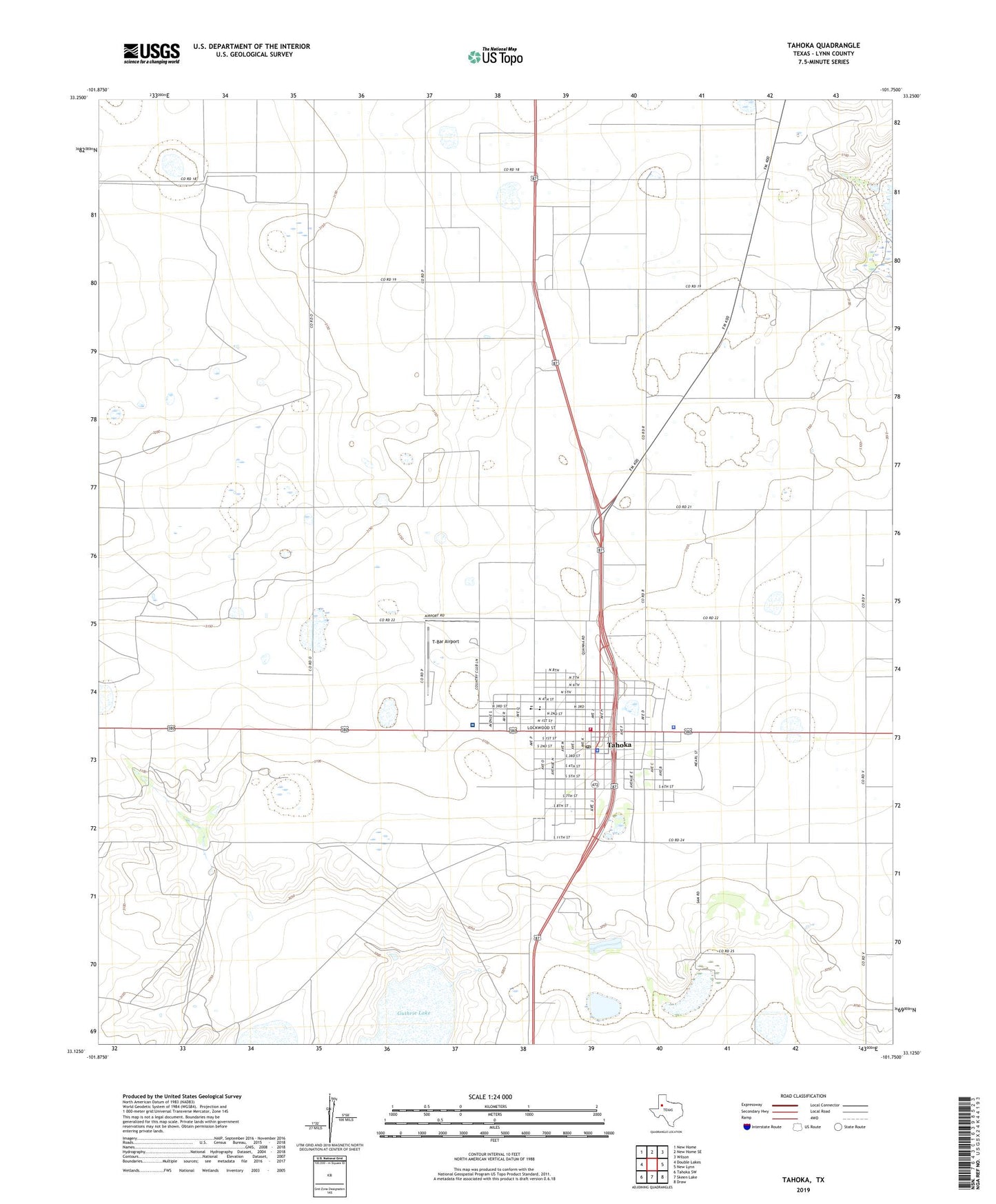 Tahoka Texas US Topo Map Image