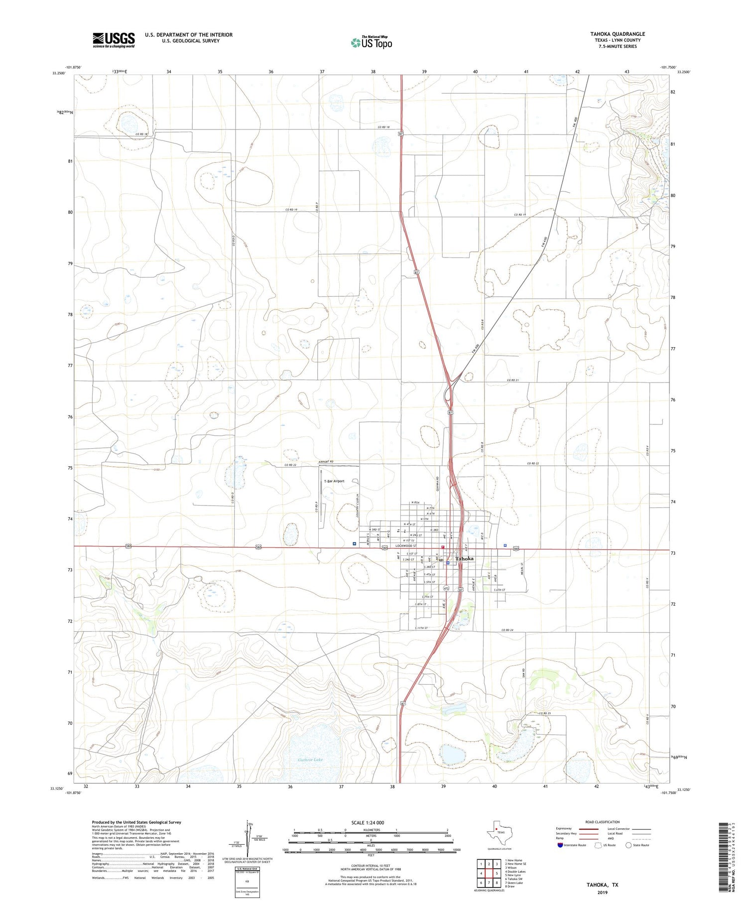Tahoka Texas US Topo Map Image