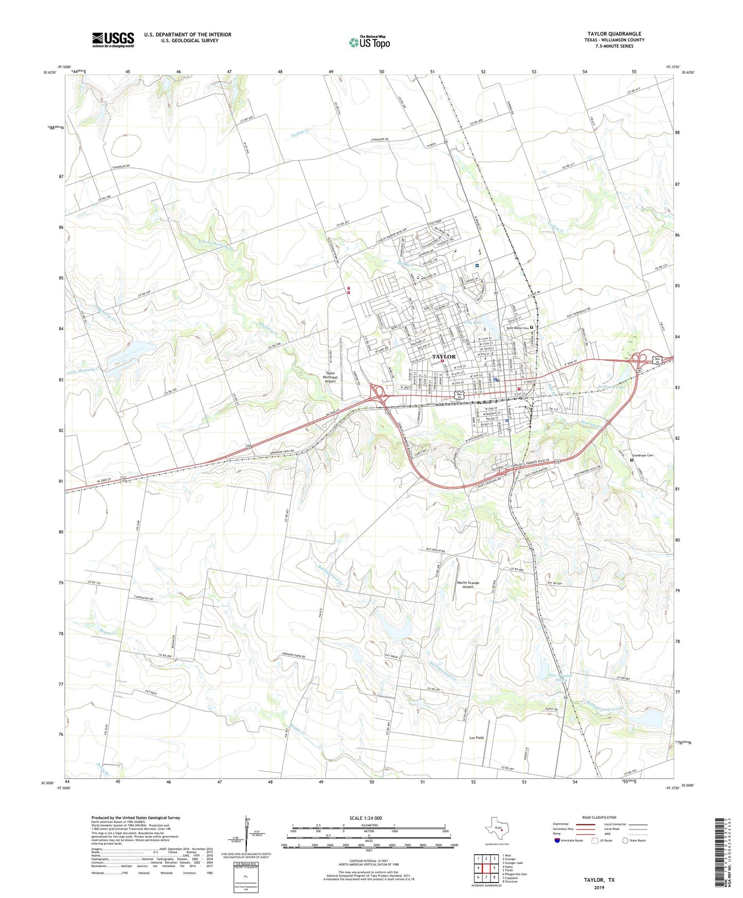 Taylor Texas US Topo Map Image