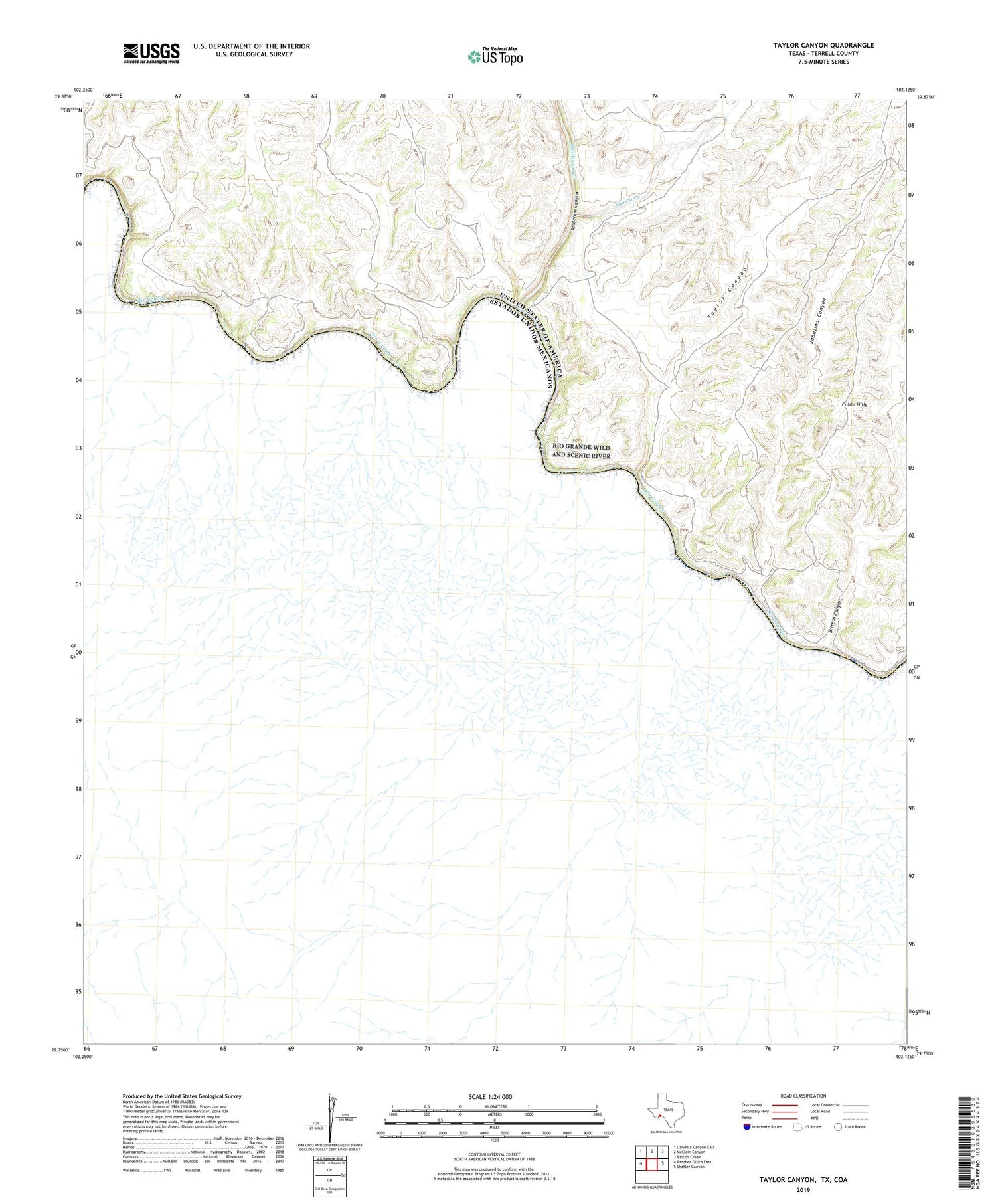Taylor Canyon Texas US Topo Map Image