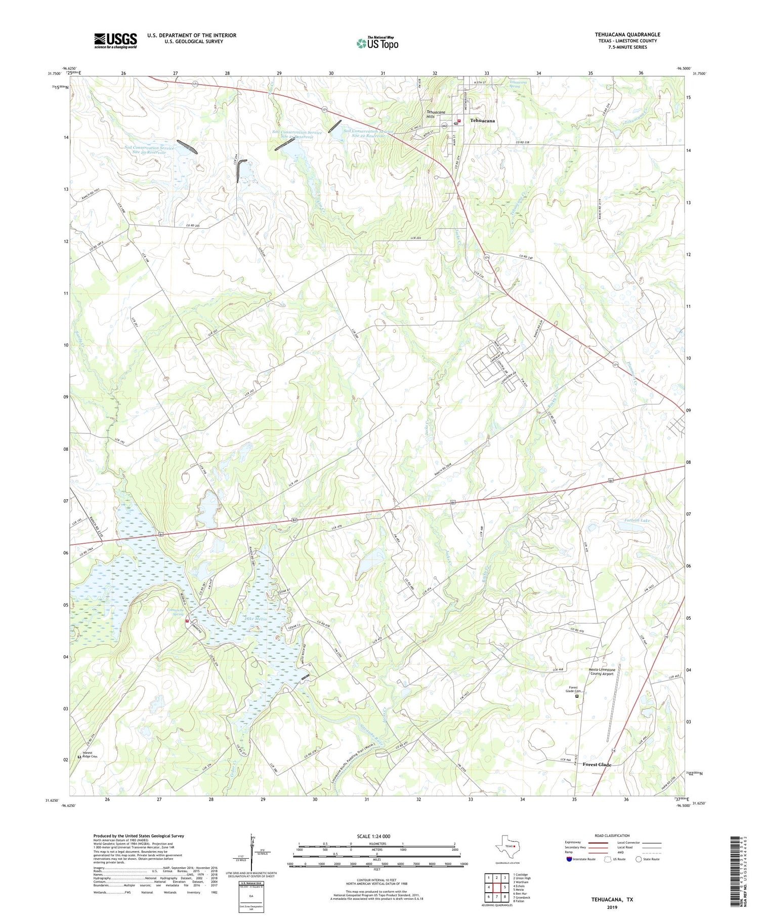 Tehuacana Texas US Topo Map Image
