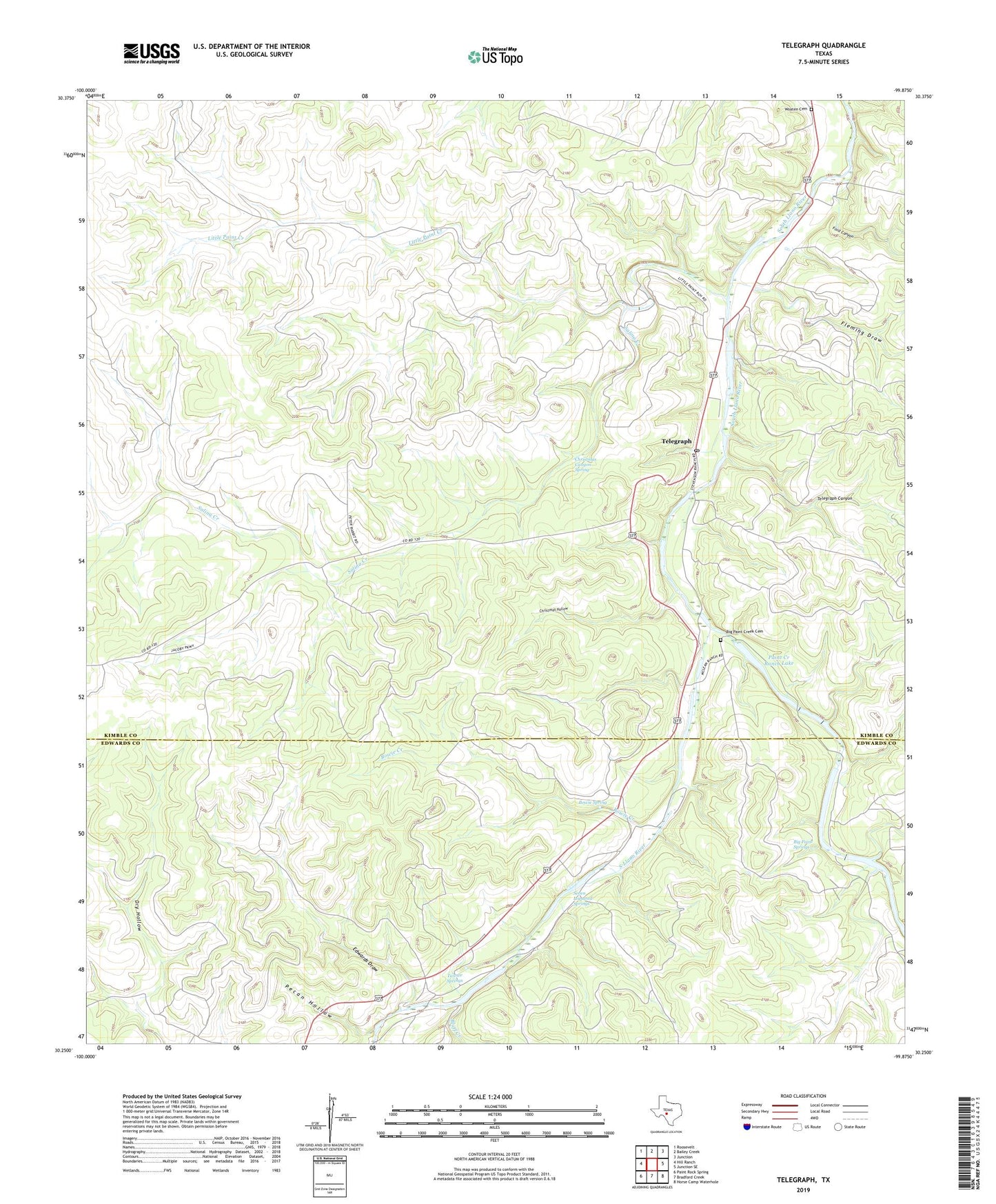 Telegraph Texas US Topo Map Image