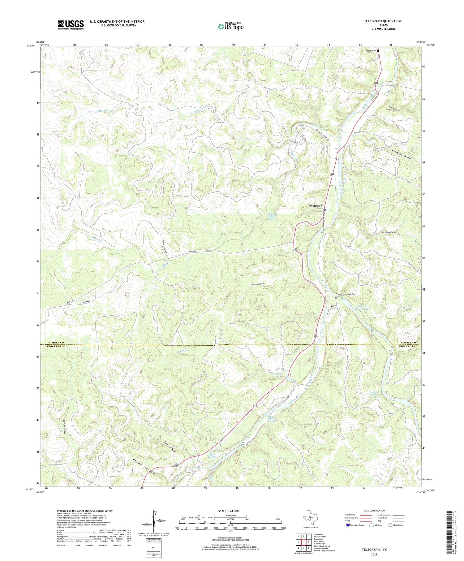Telegraph Texas US Topo Map Image