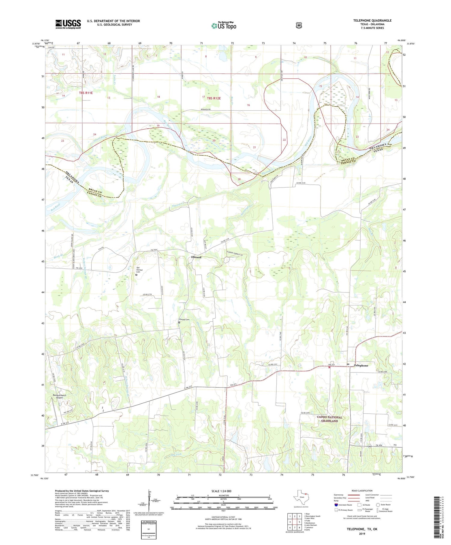 Telephone Texas US Topo Map Image