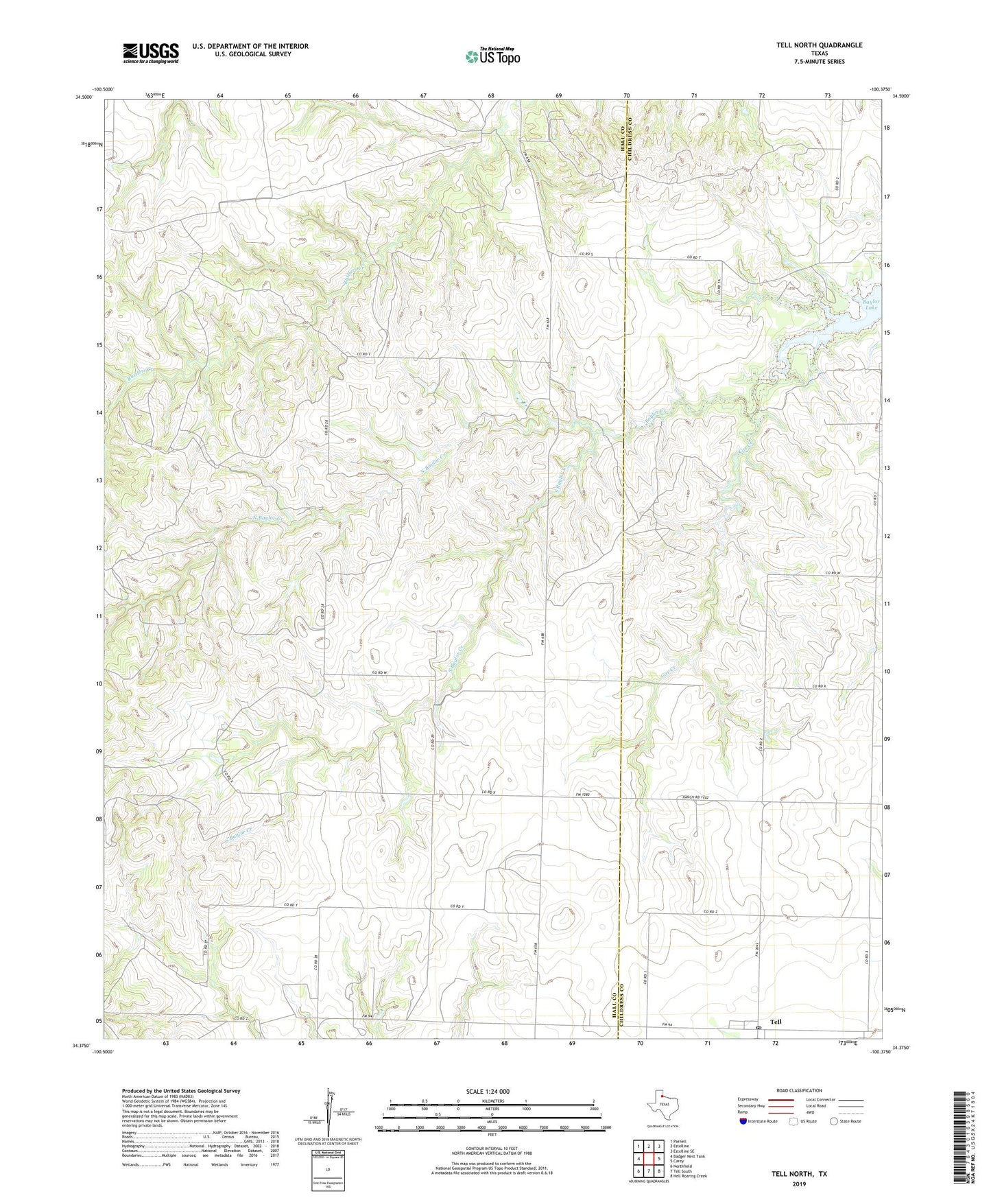 Tell North Texas US Topo Map Image