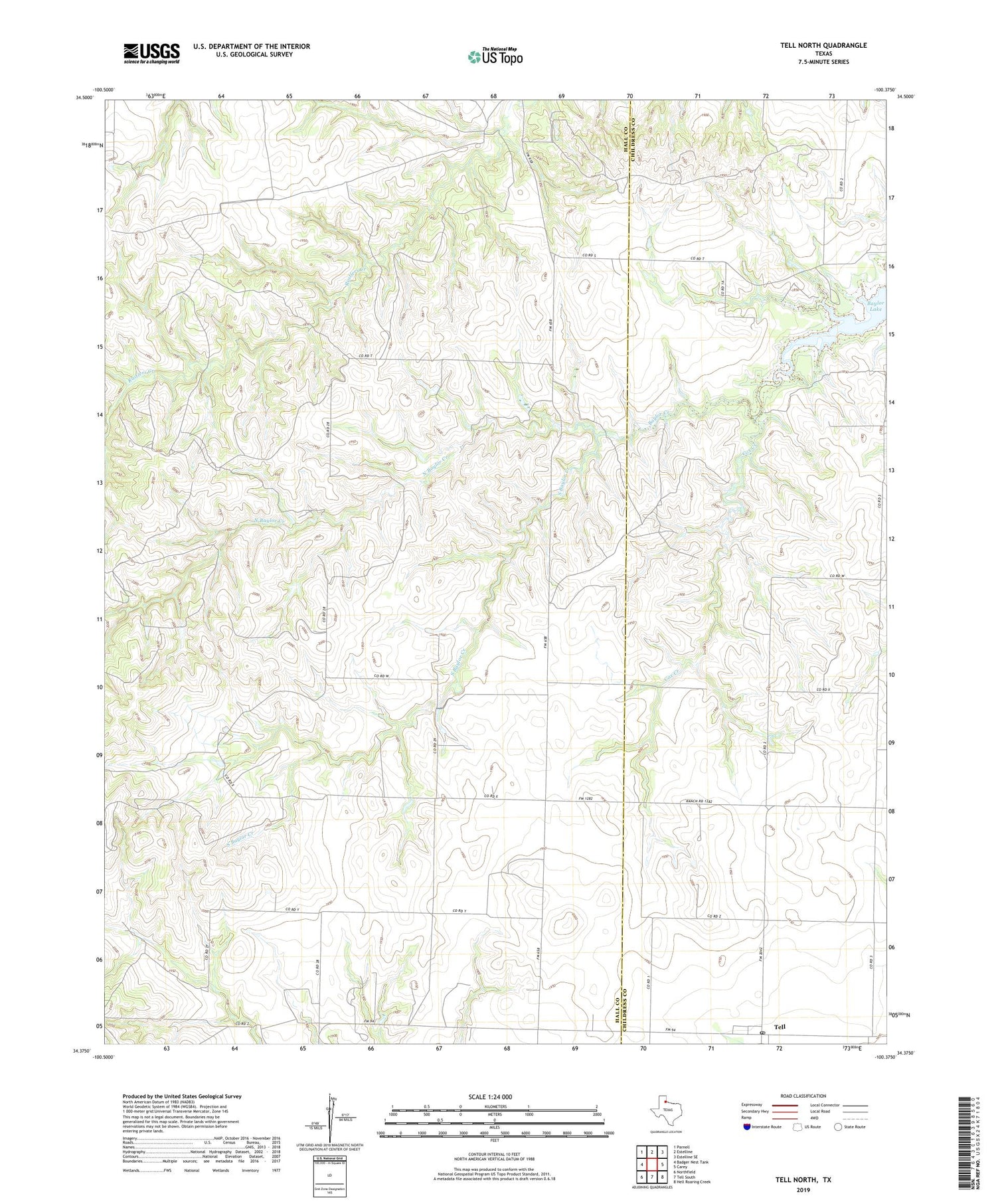 Tell North Texas US Topo Map Image