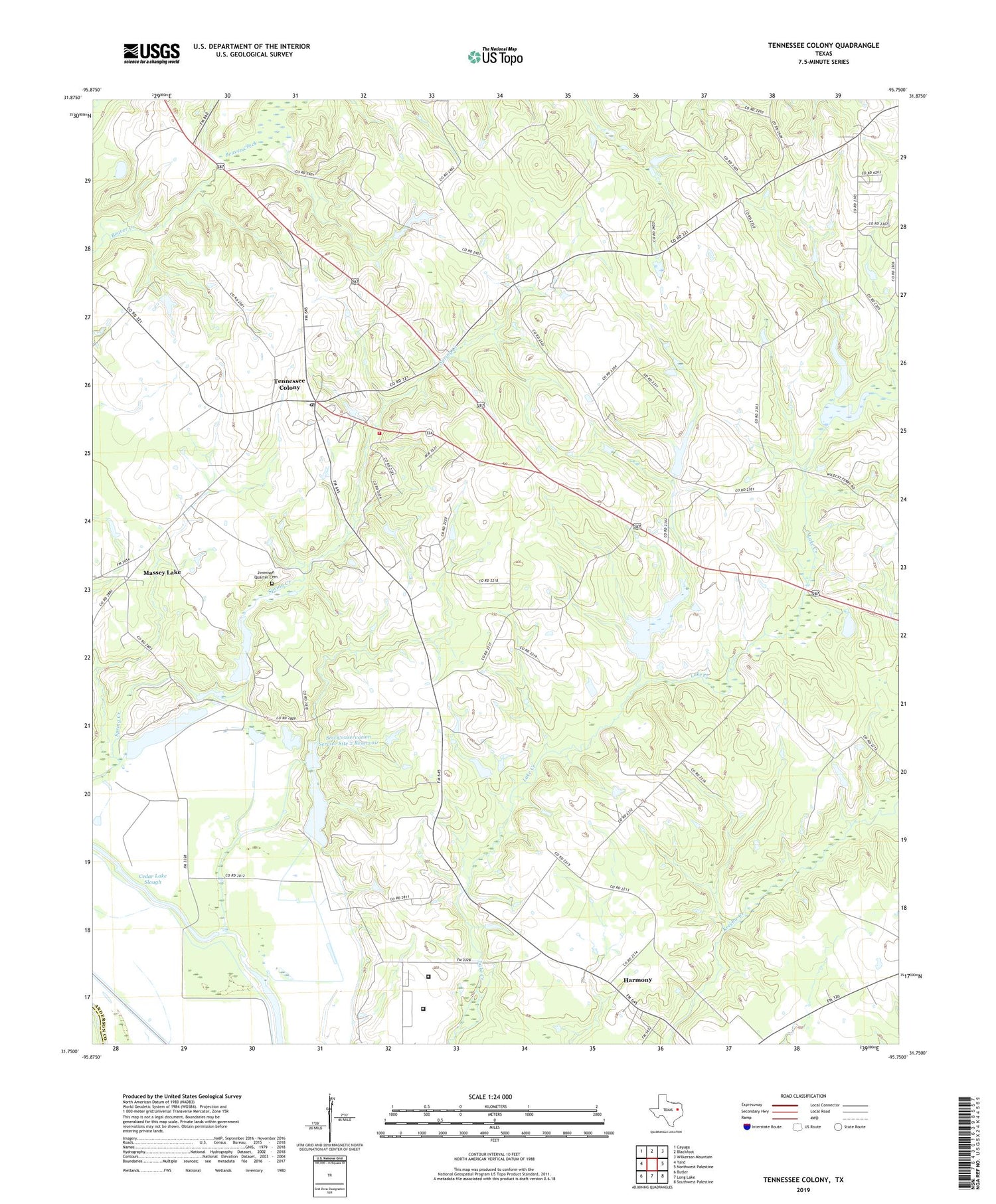 Tennessee Colony Texas US Topo Map Image