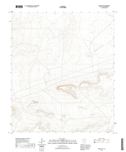 Tepee Butte Texas US Topo Map Image