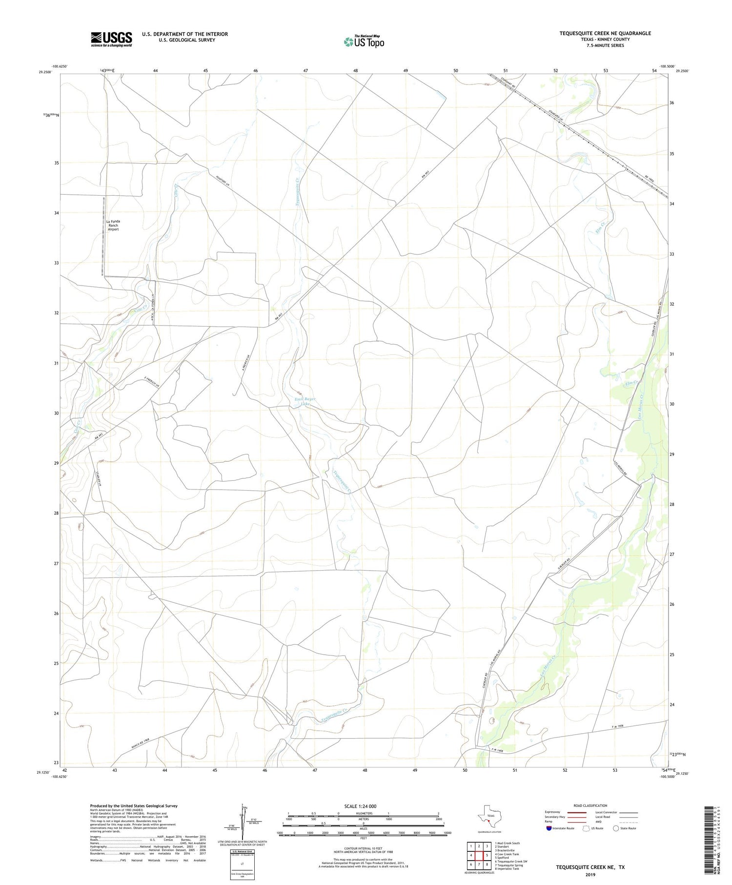 Tequesquite Creek NE Texas US Topo Map Image