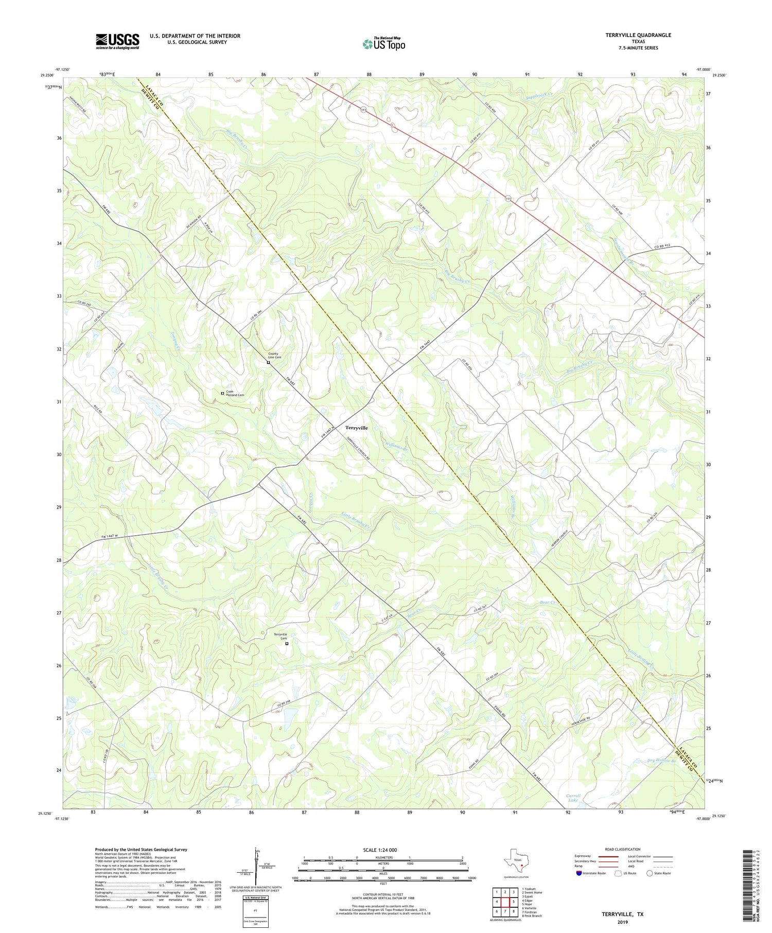 Terryville Texas US Topo Map Image