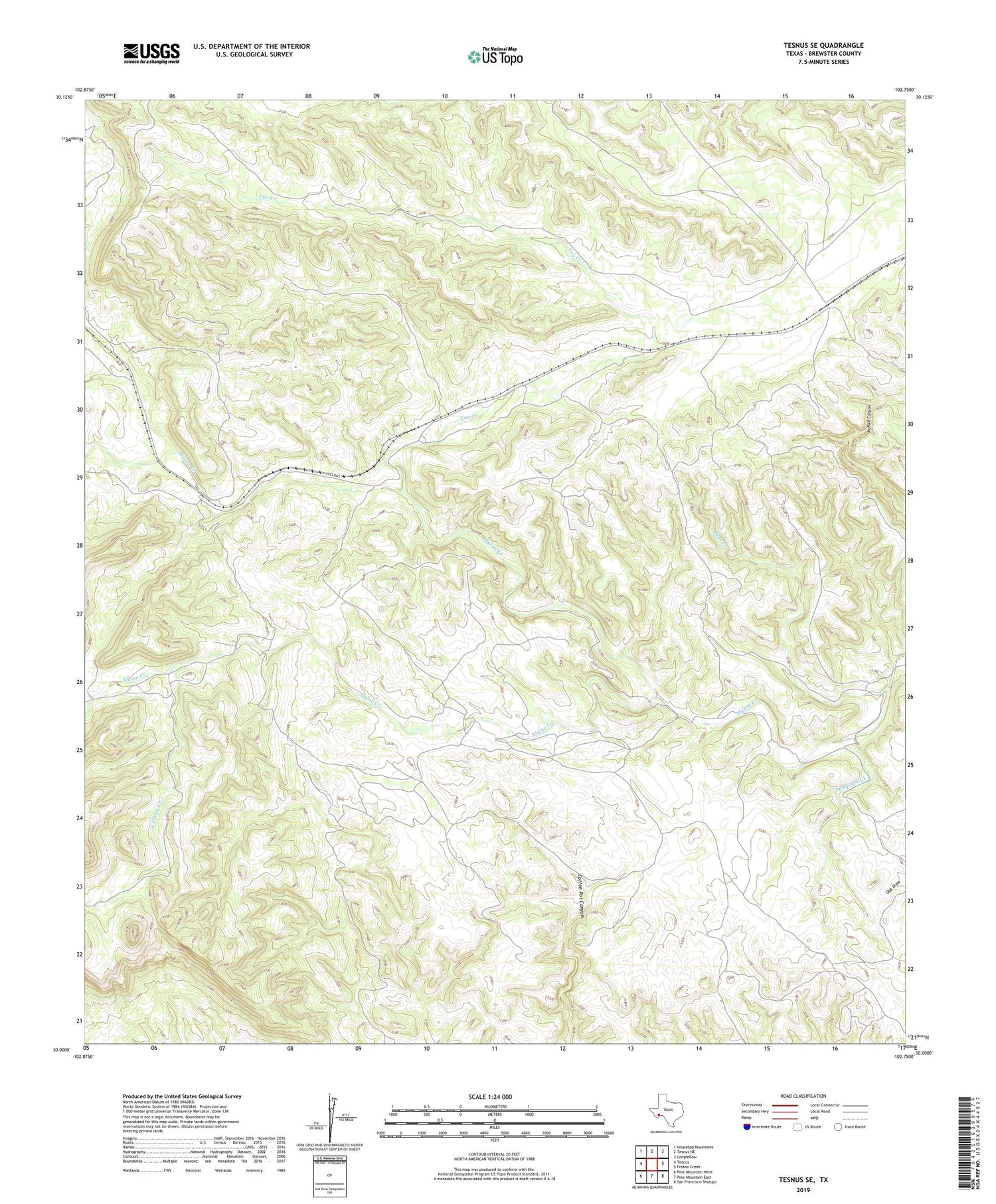 Tesnus SE Texas US Topo Map Image