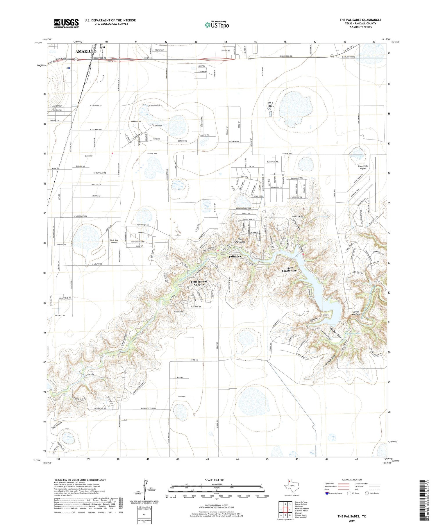 The Palisades Texas US Topo Map Image