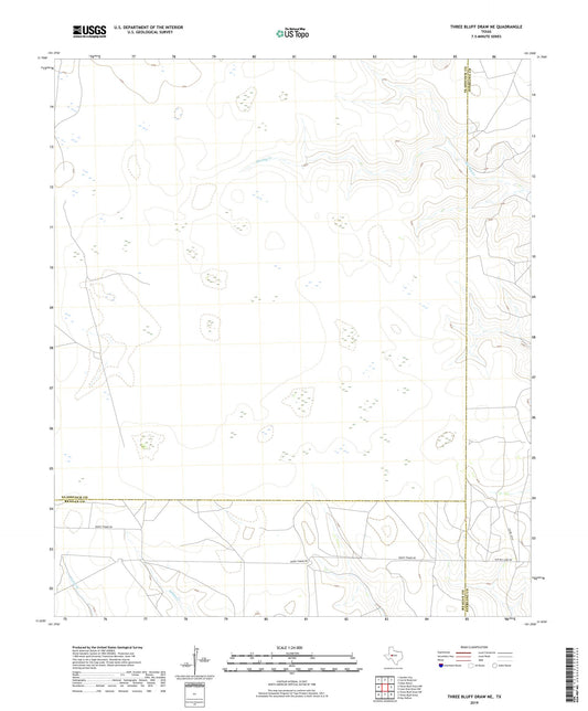 Three Bluff Draw NE Texas US Topo Map Image