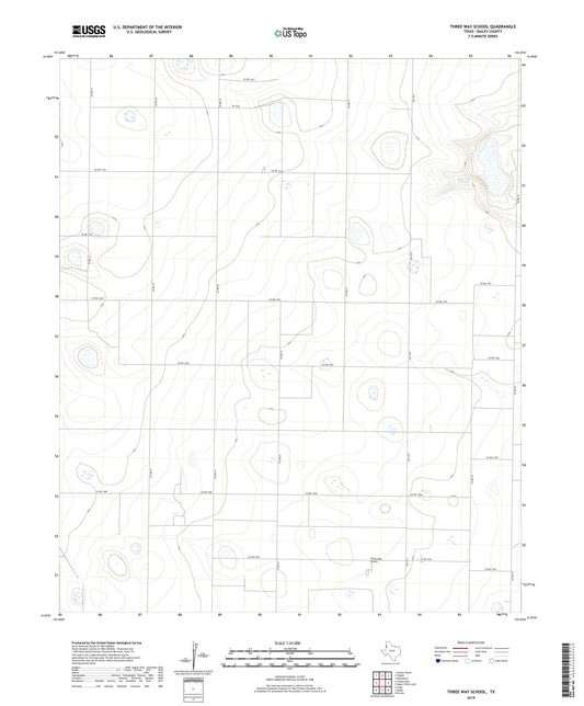 Three Way School Texas US Topo Map Image