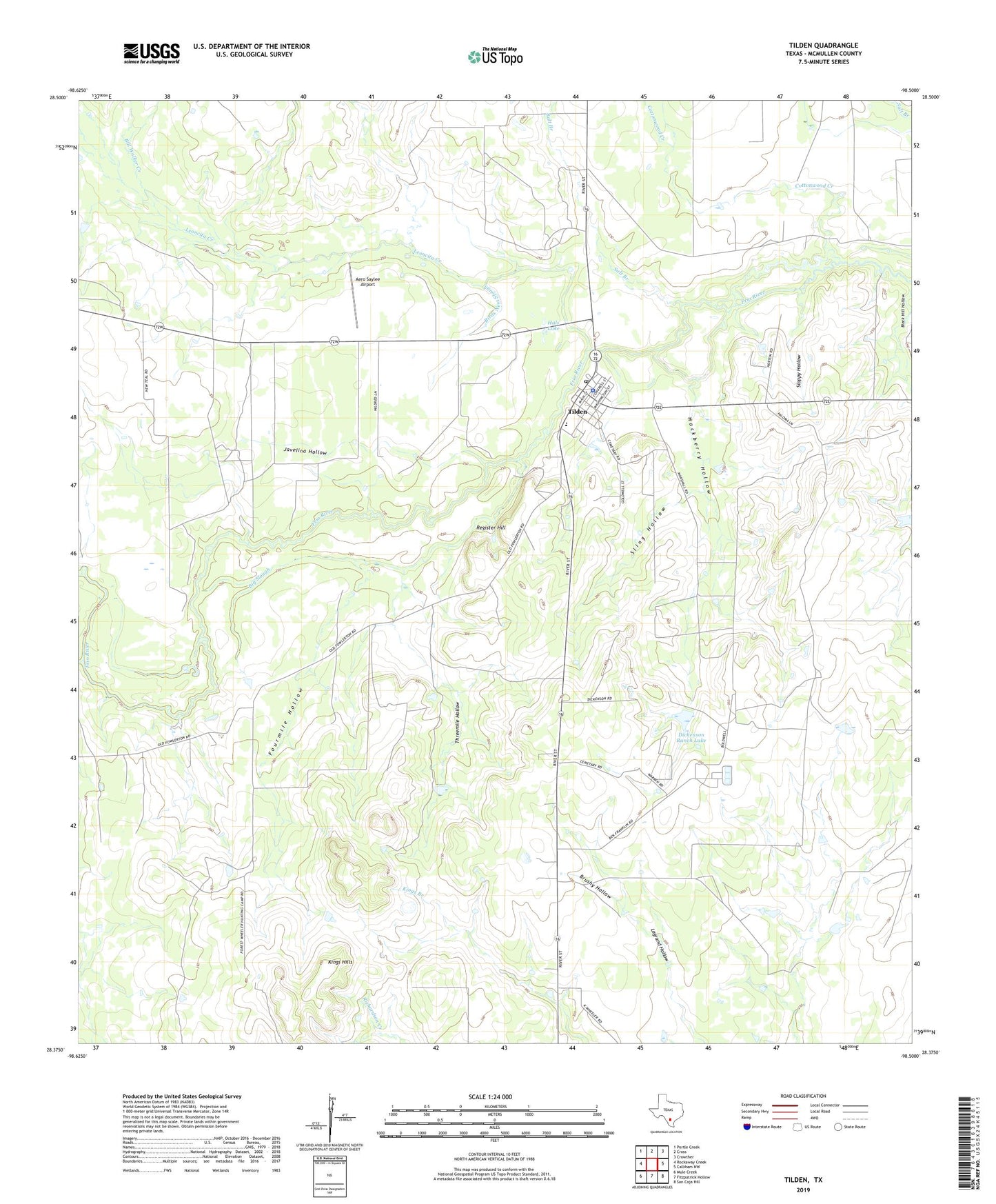 Tilden Texas US Topo Map Image