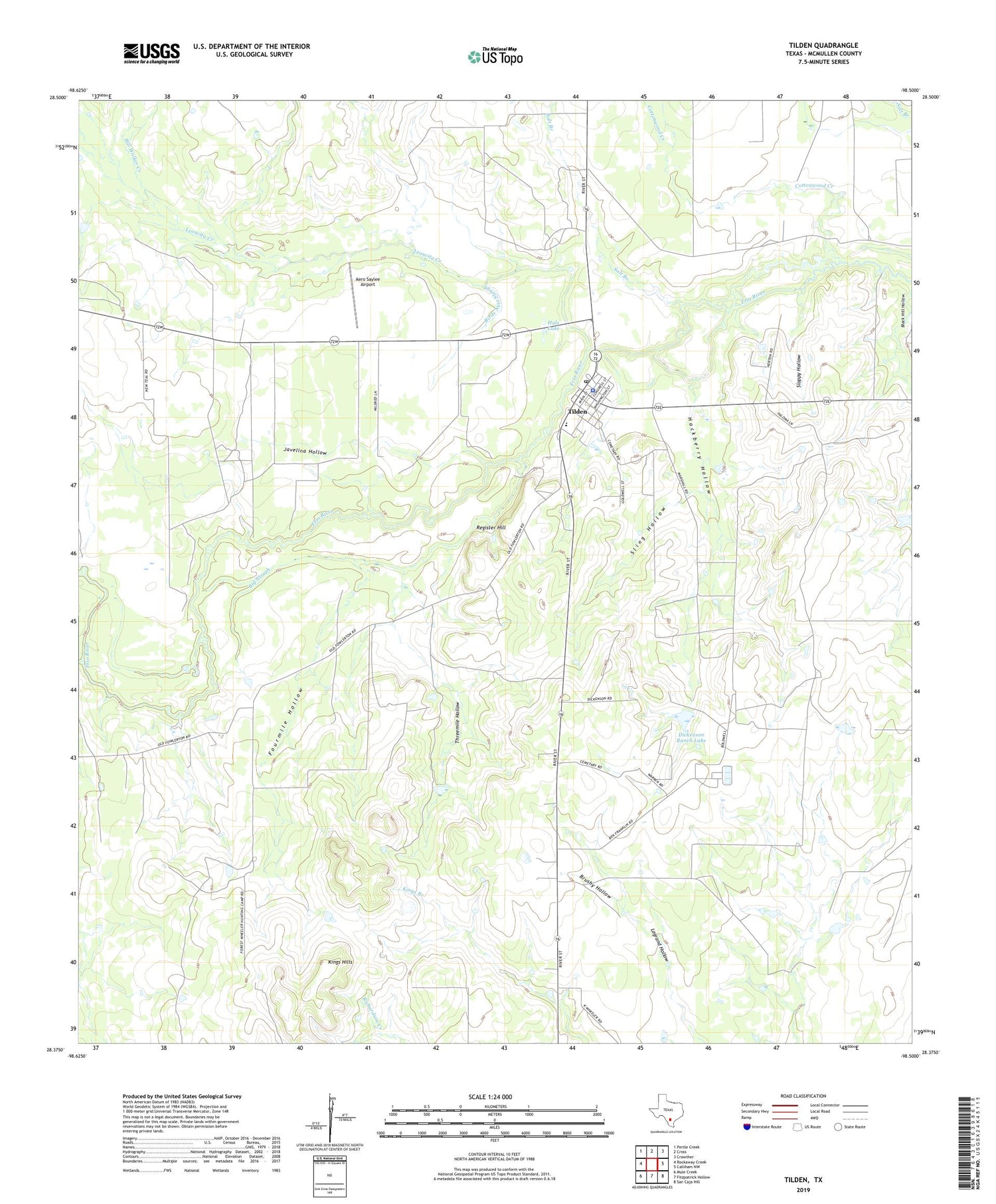 Tilden Texas US Topo Map Image