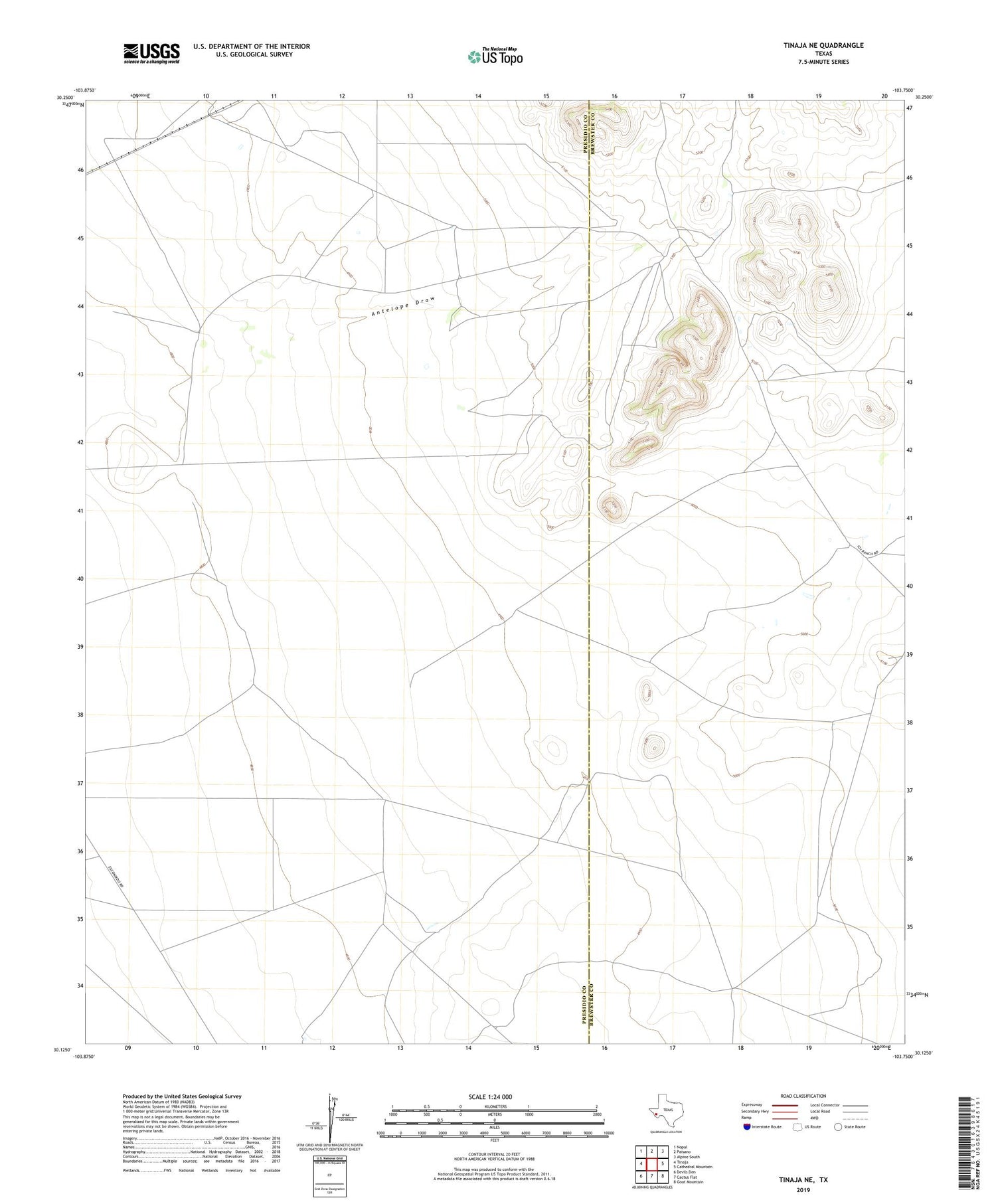 Tinaja NE Texas US Topo Map Image