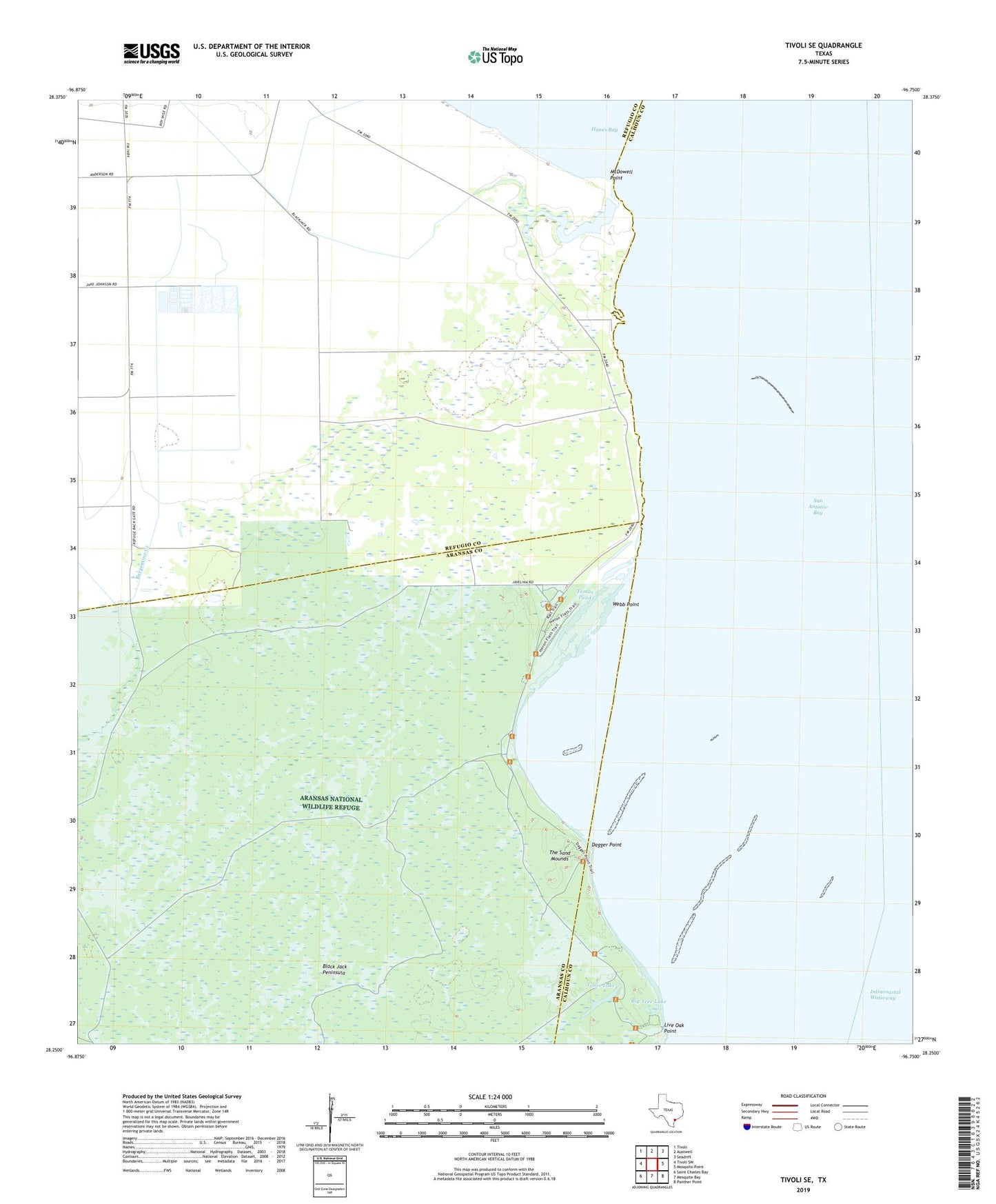 Tivoli SE Texas US Topo Map Image