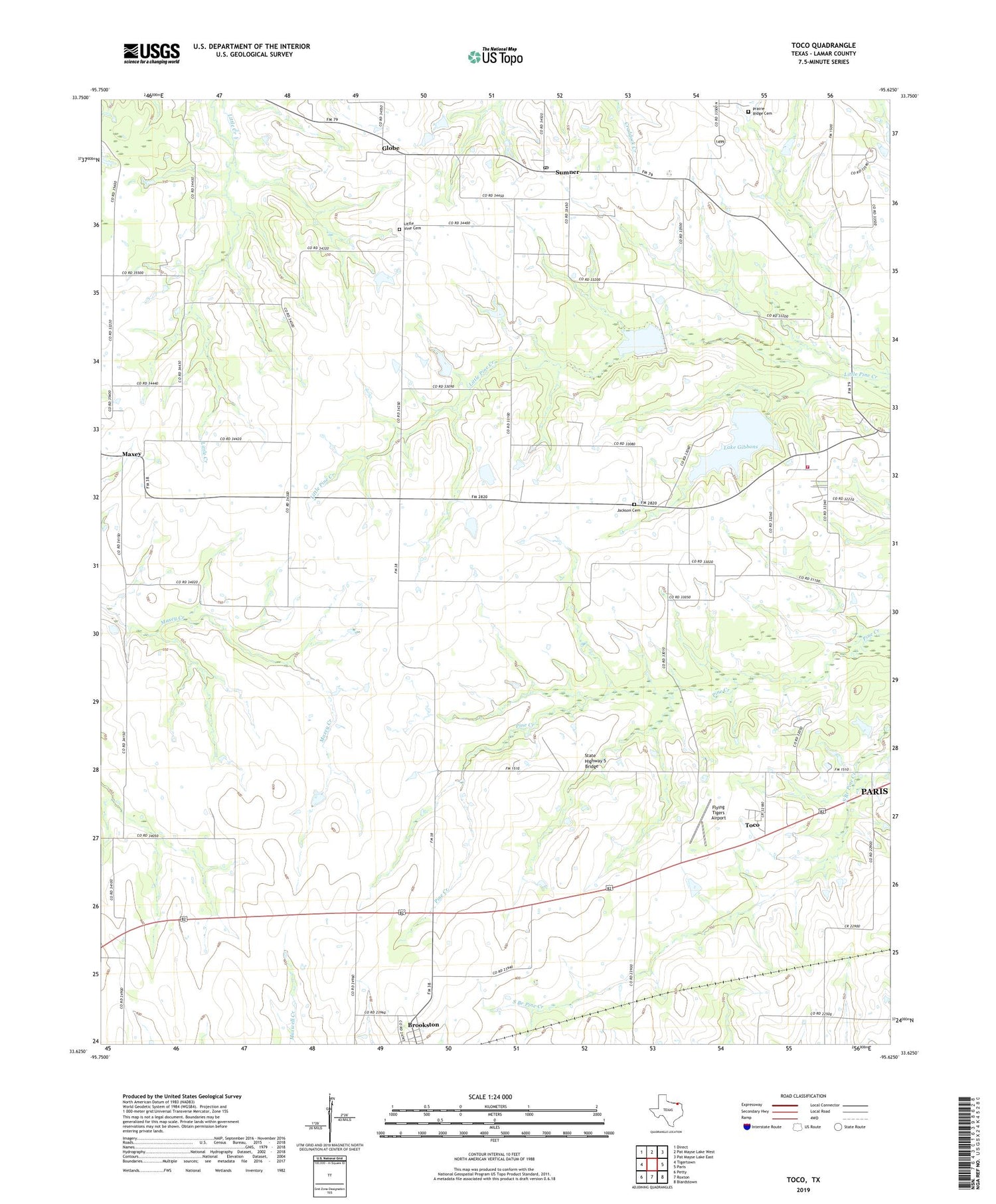 Toco Texas US Topo Map Image