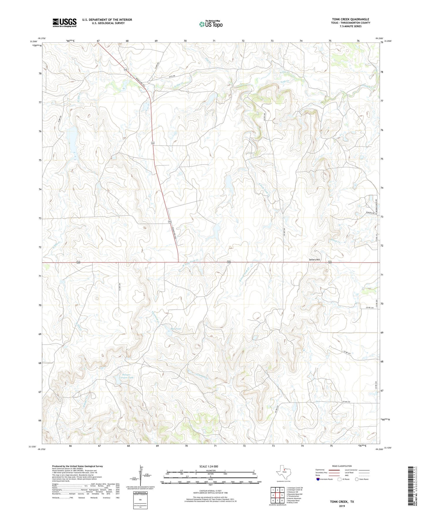 Tonk Creek Texas US Topo Map Image