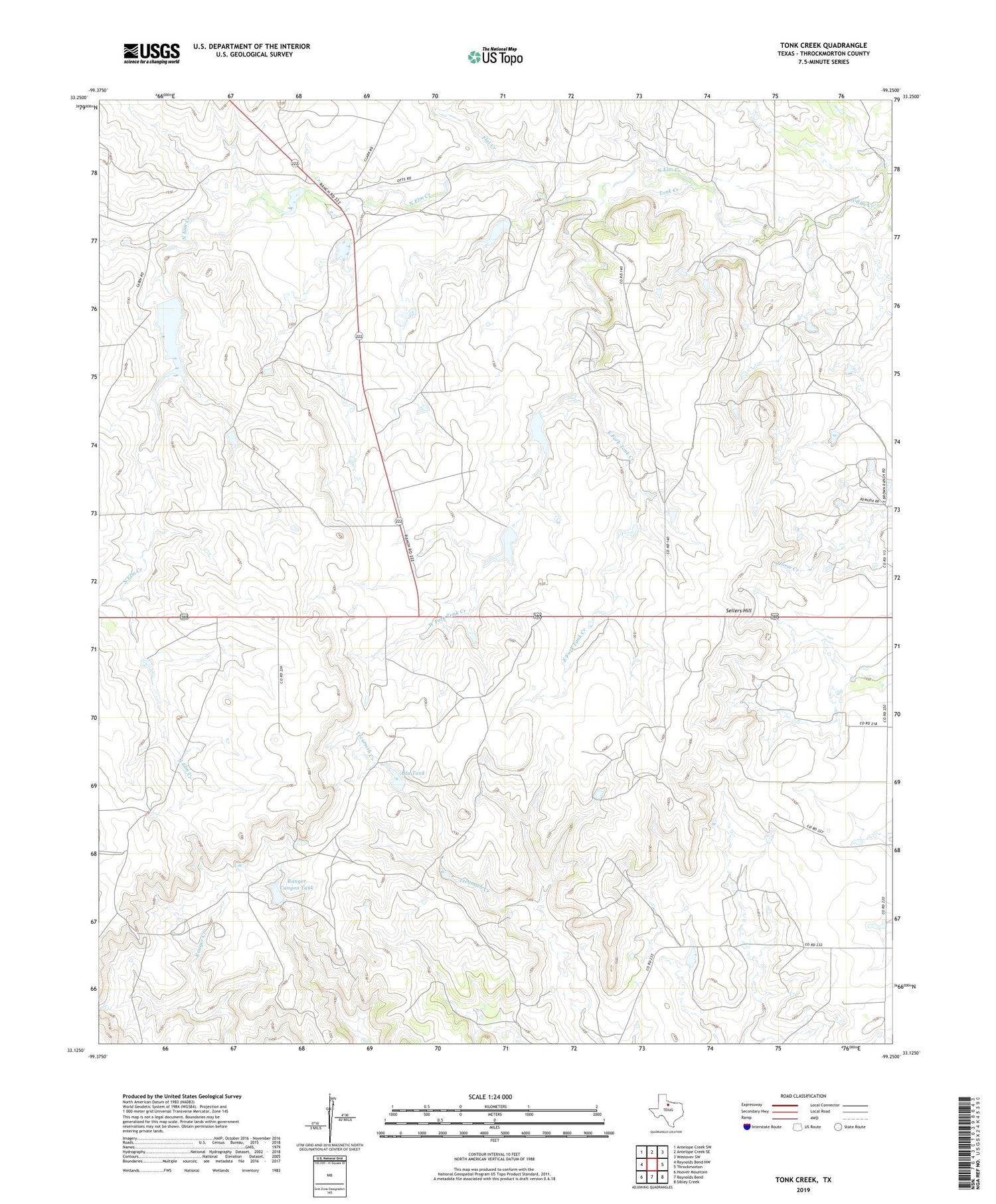 Tonk Creek Texas US Topo Map Image