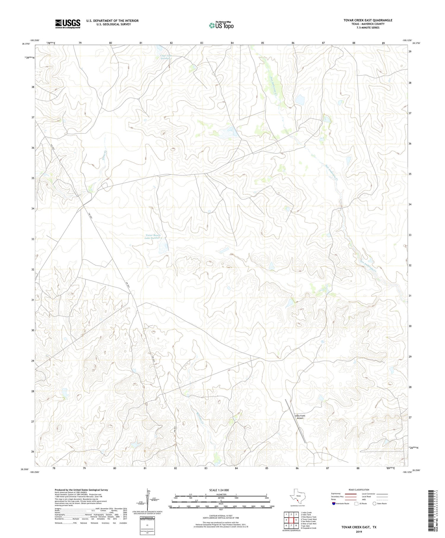 Tovar Creek East Texas US Topo Map Image