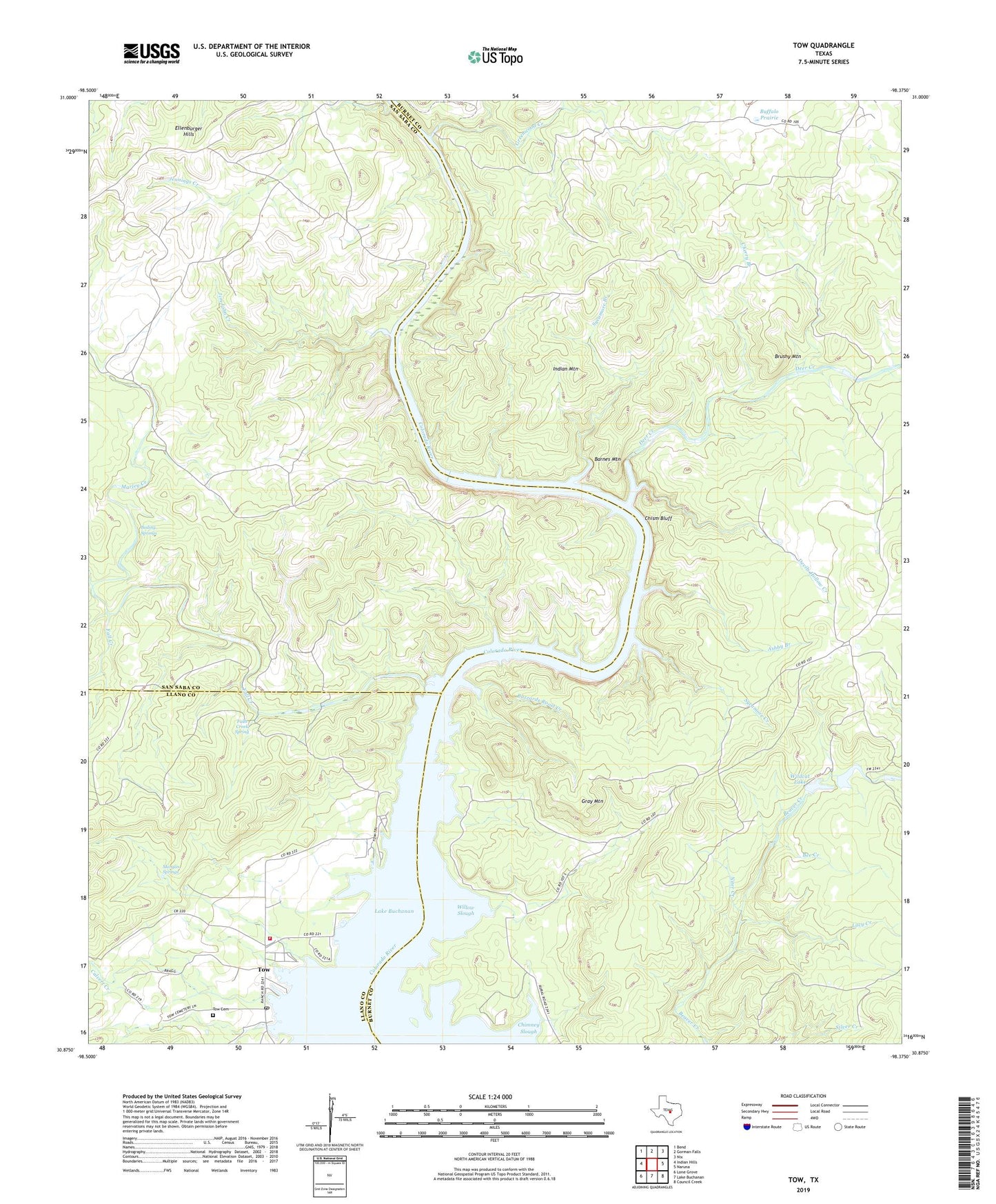 Tow Texas US Topo Map Image