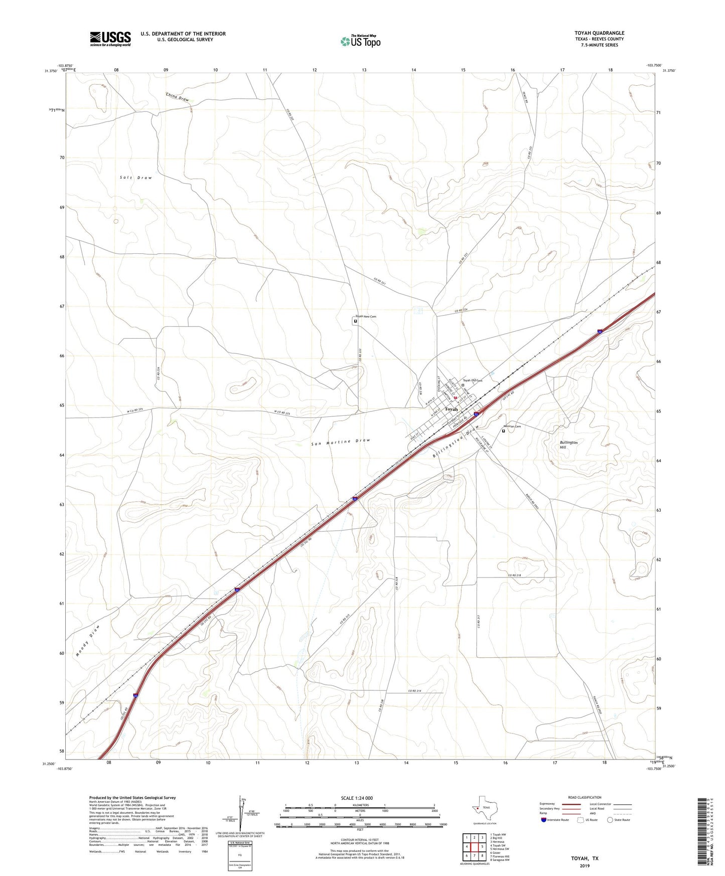Toyah Texas US Topo Map Image