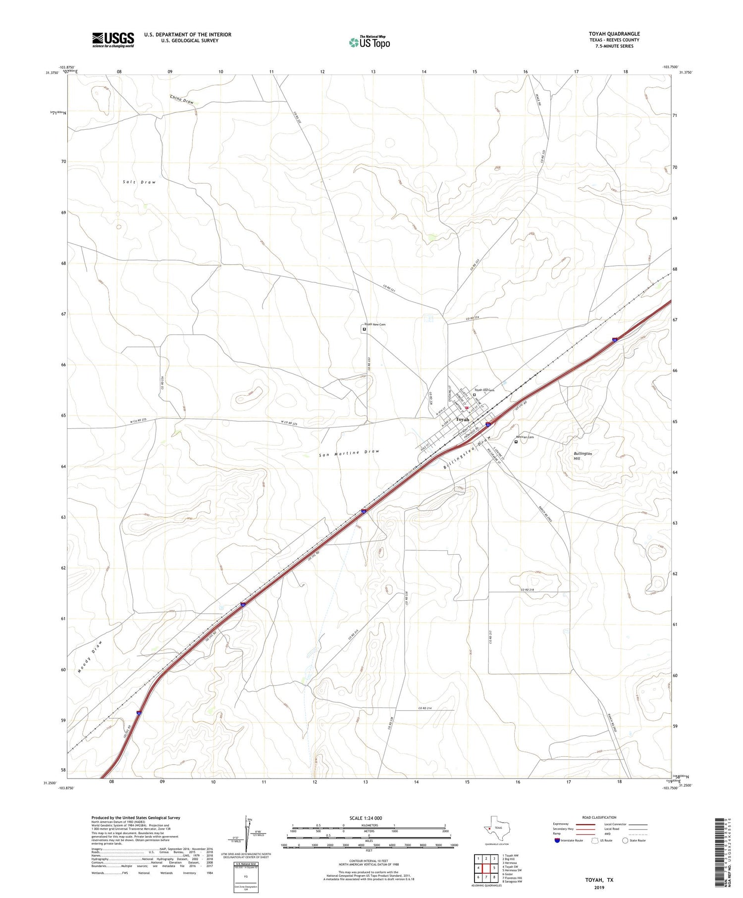 Toyah Texas US Topo Map Image